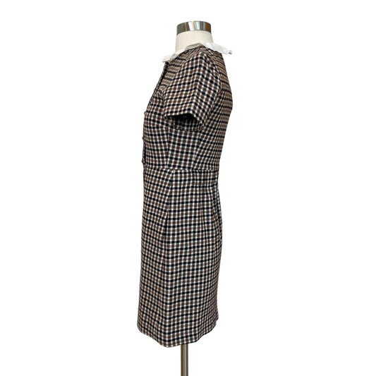 Checker Print Dress w/ Lace Collar - XS