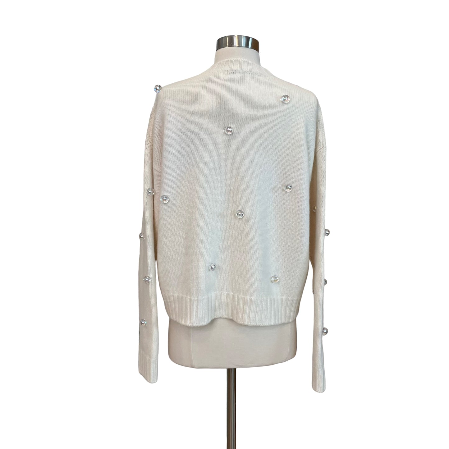 Cream Sweater w/ Clear Beads - M