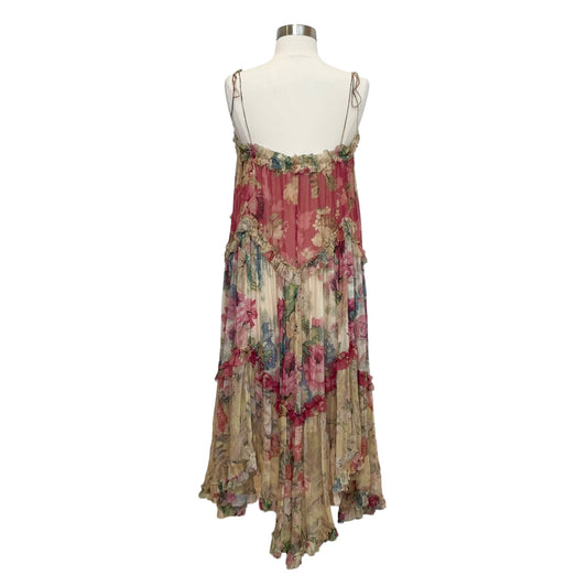 Floral Silk Dress - L