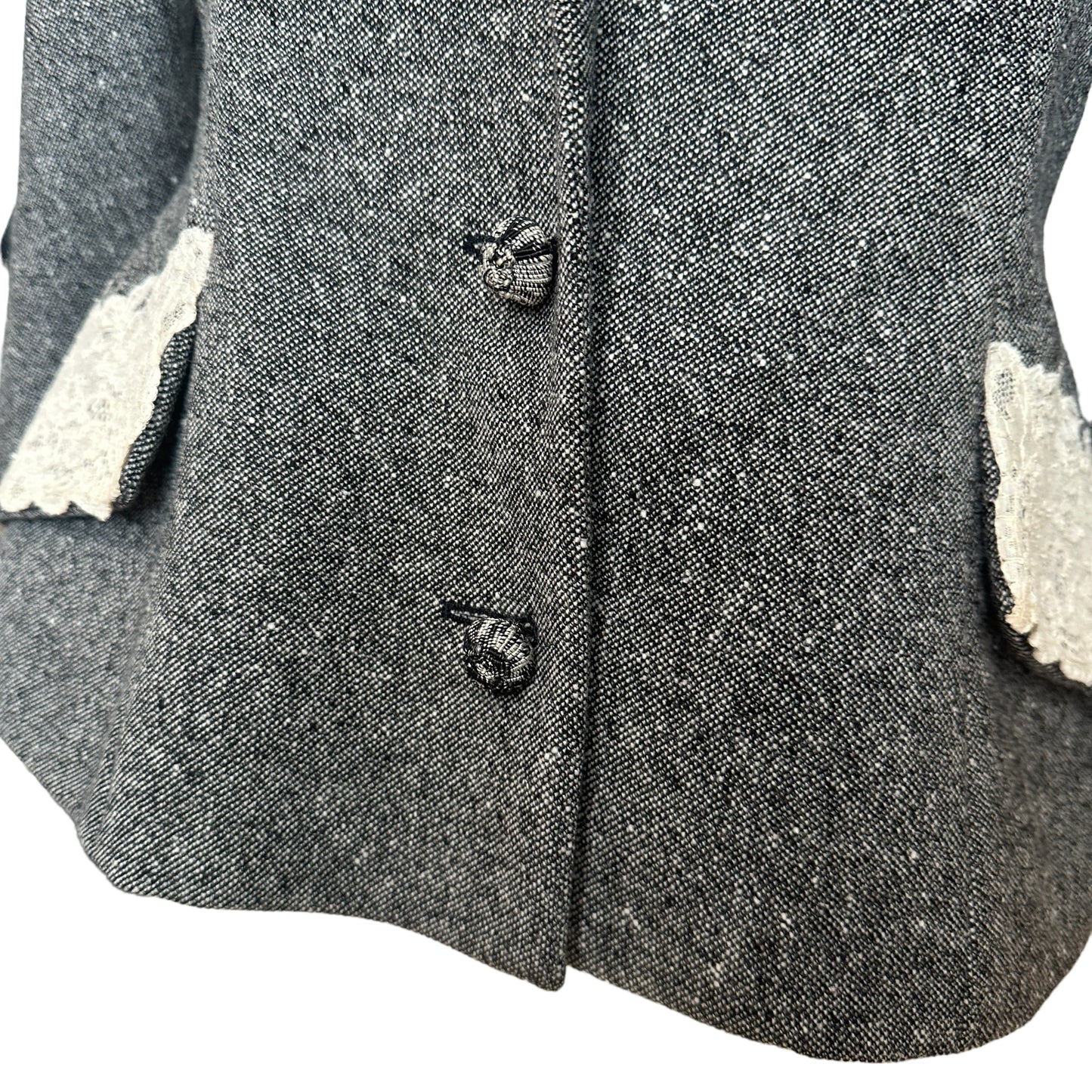 Vintage Tweed & Lace Blazer - L