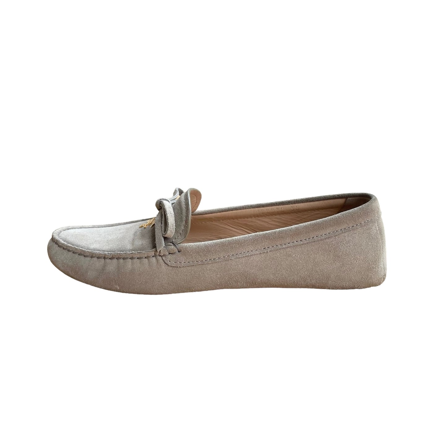 Beige Suede Logo Loafers - 8