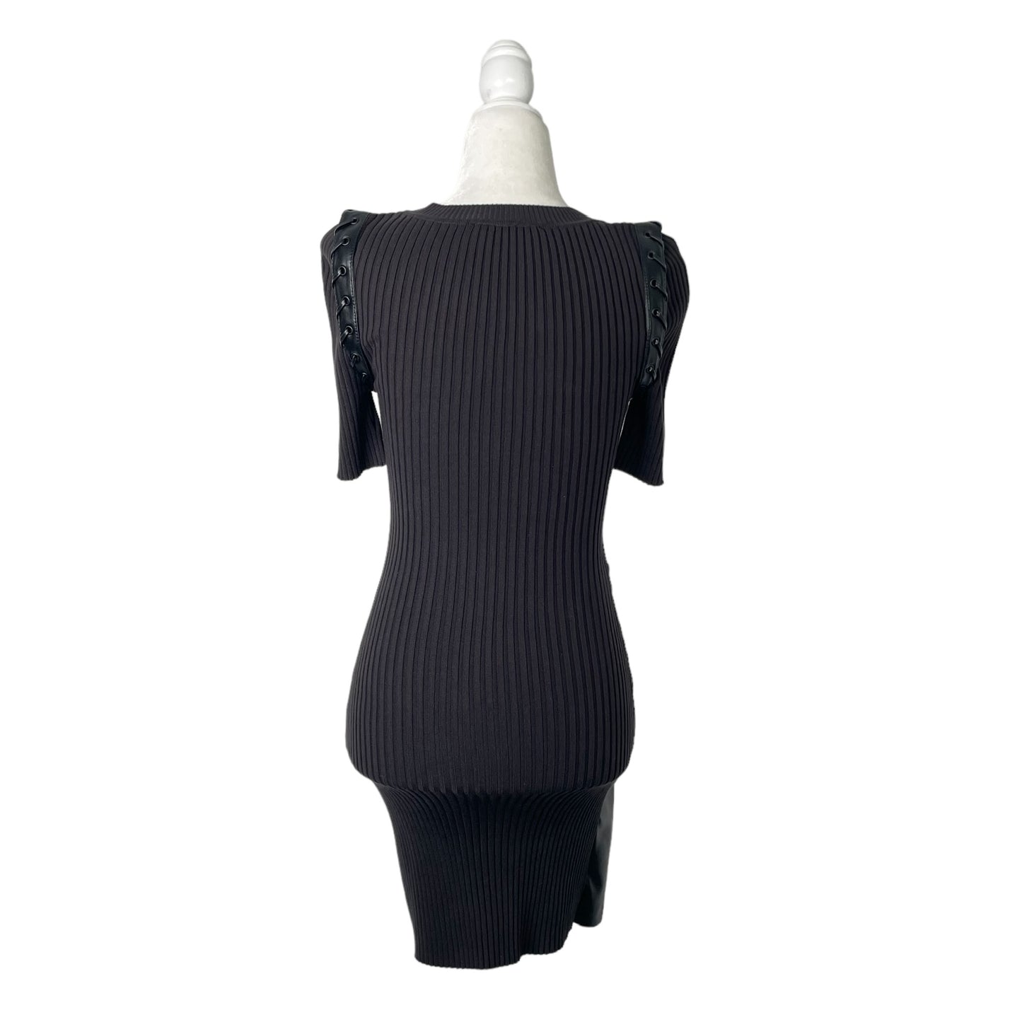 Black Faux-Leather Mini Dress - XS