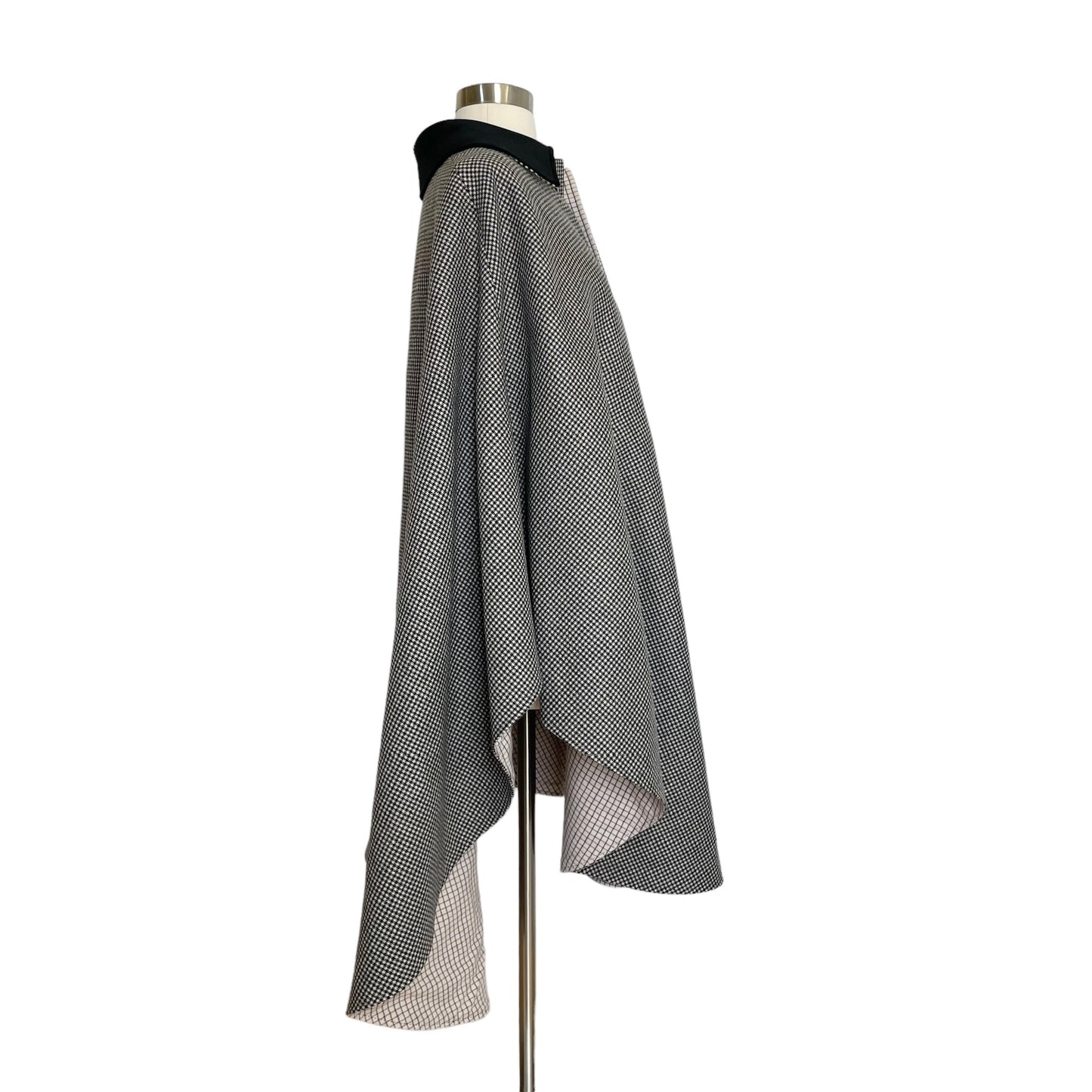 Houndstooth & Plaid Reversible Cape - 44