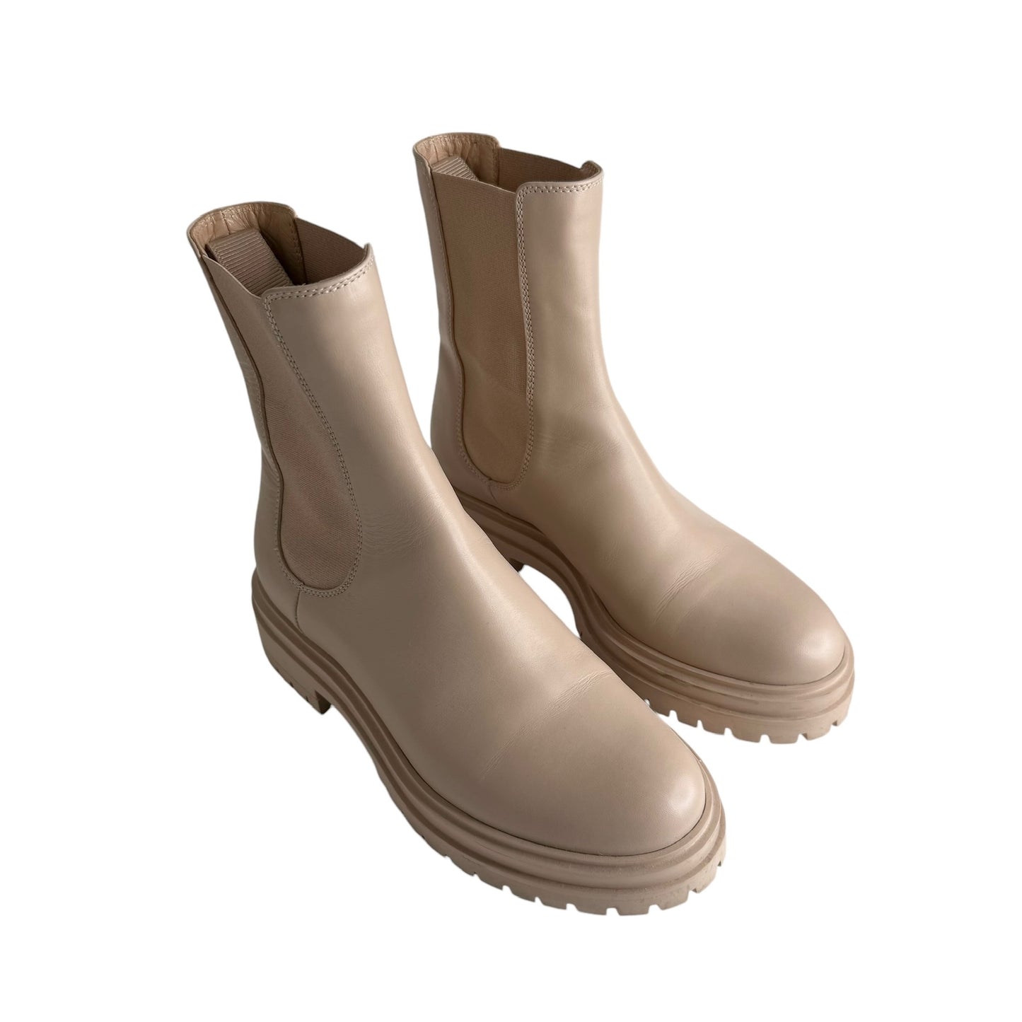 Cream Leather Boots - 7.5
