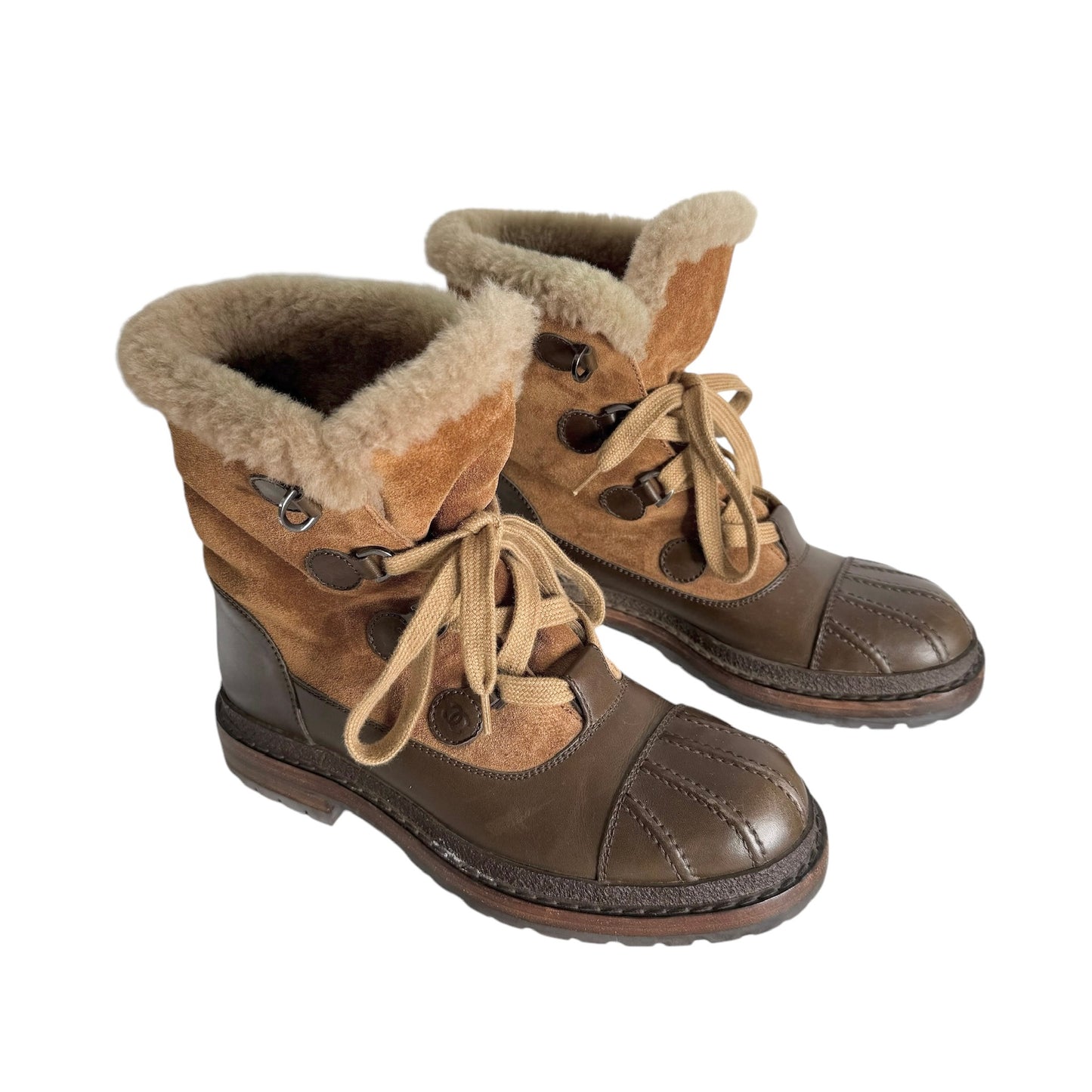 Brown Suede & Shearling Boots - 8