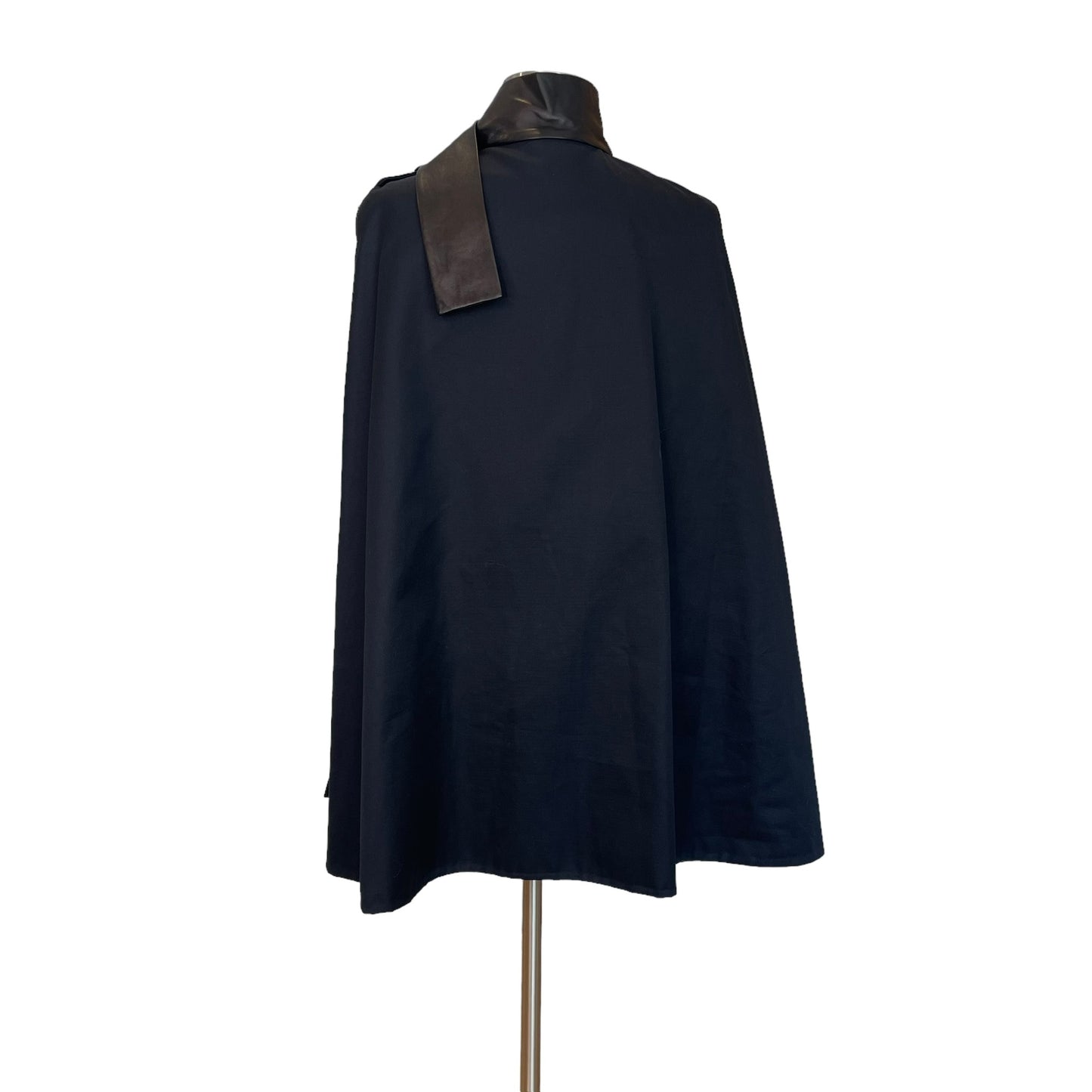 Black Leather & Cotton Cape - M