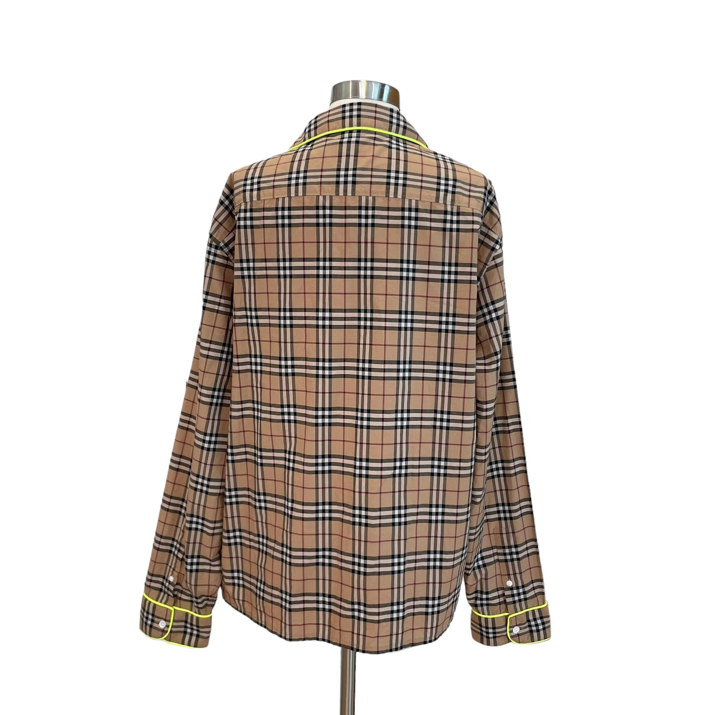 Plaid Neon Button Down Top - L