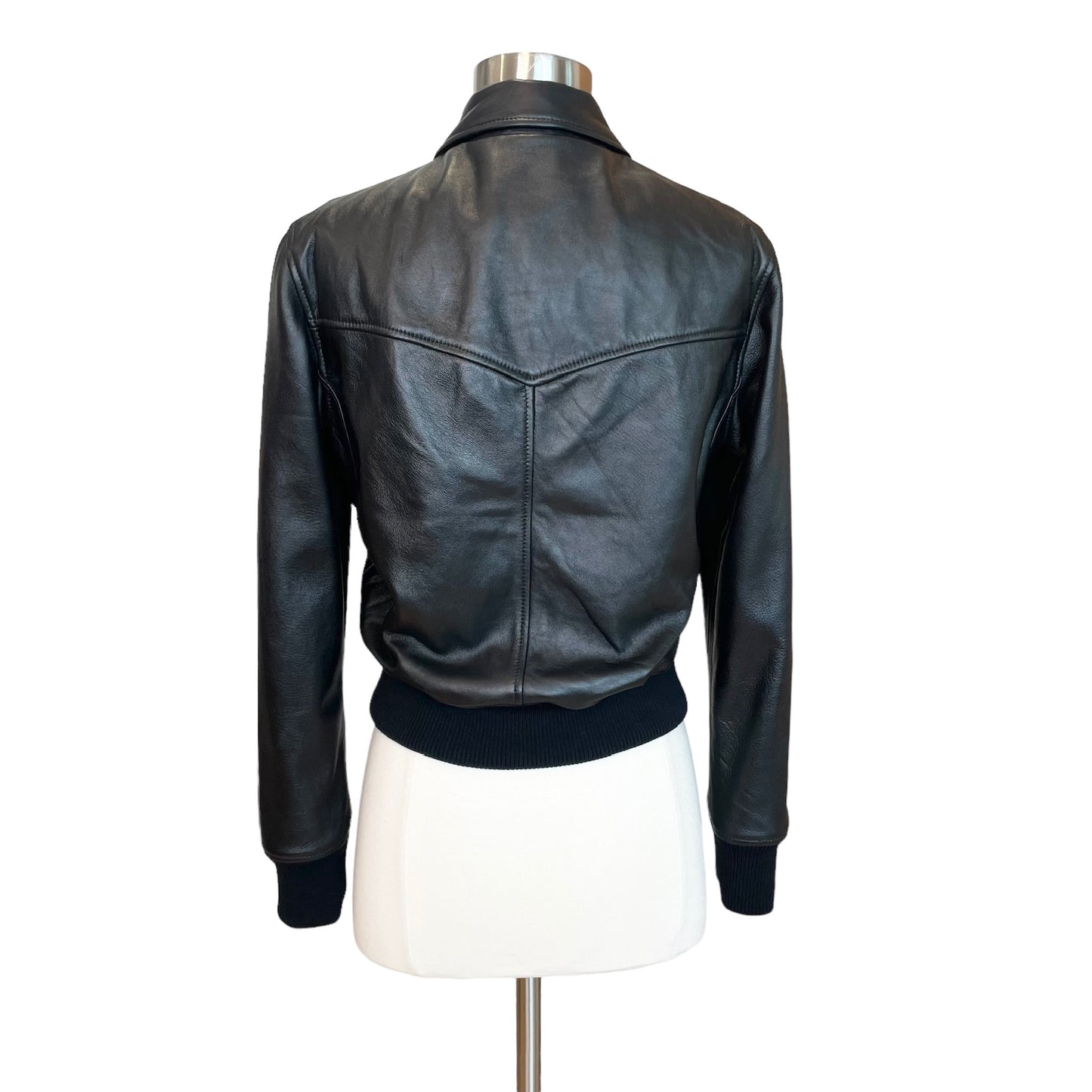Leather Bomber Jacket - S
