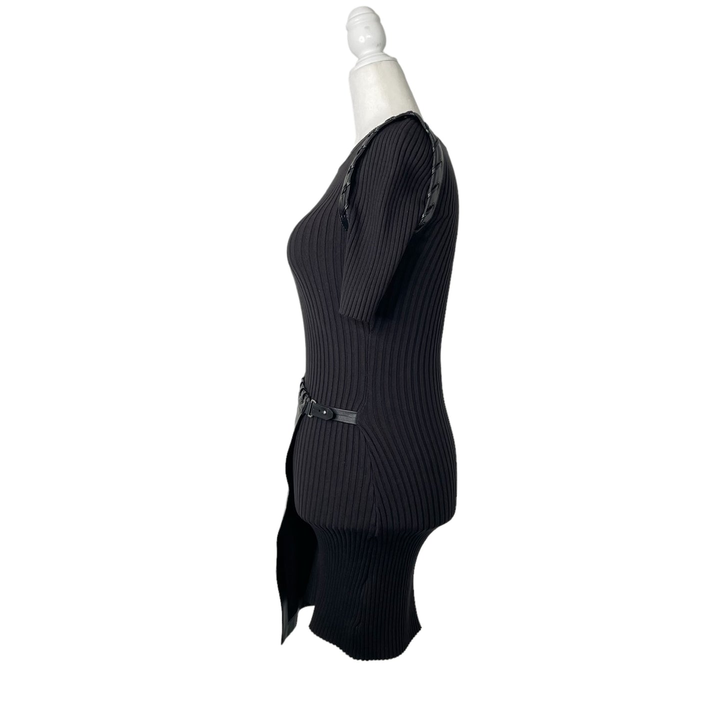 Black Faux-Leather Mini Dress - XS