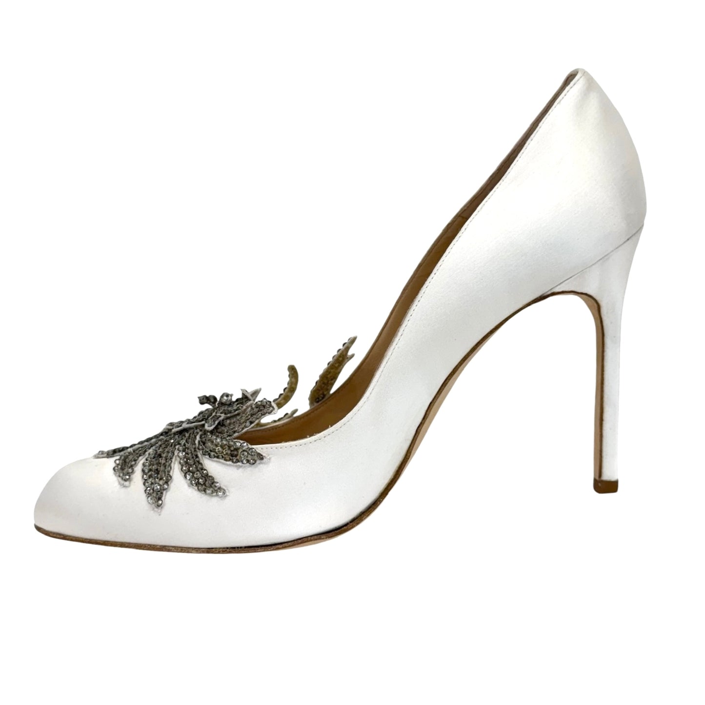 Embellished White Heels - 10