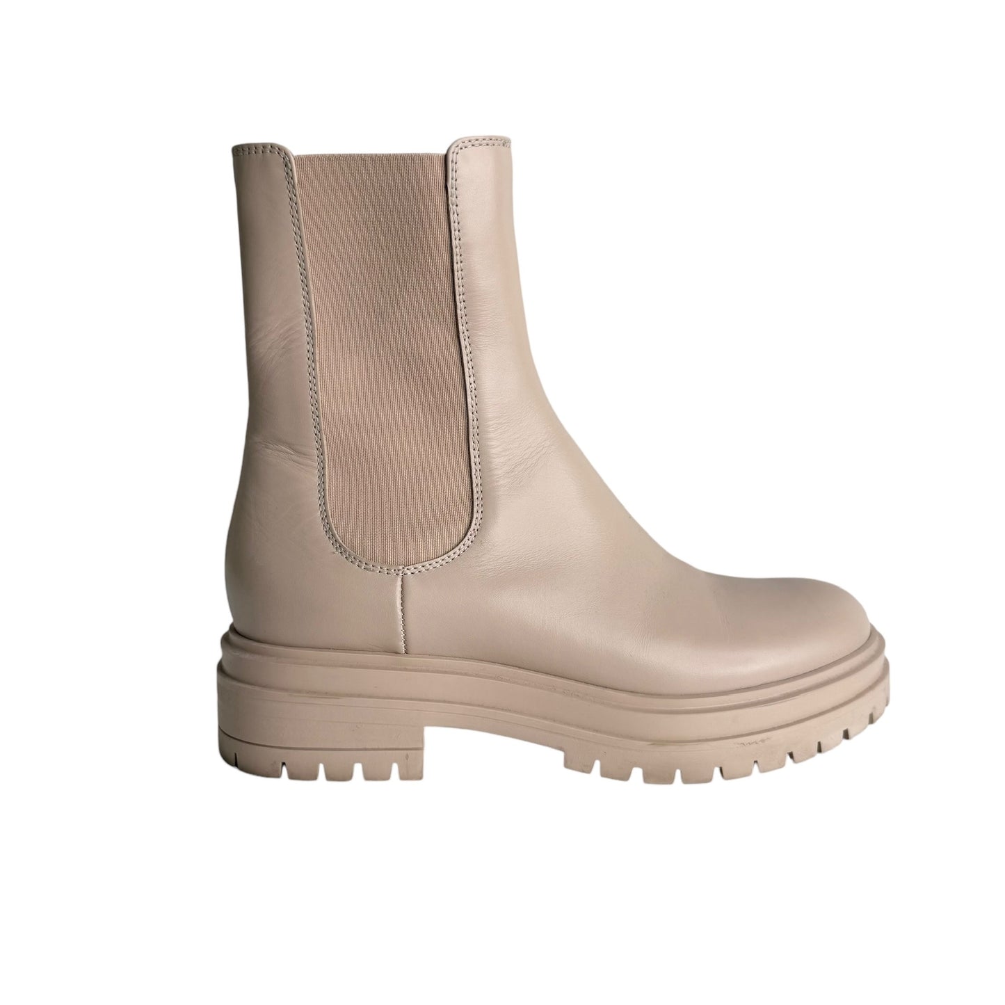 Cream Leather Boots - 7.5