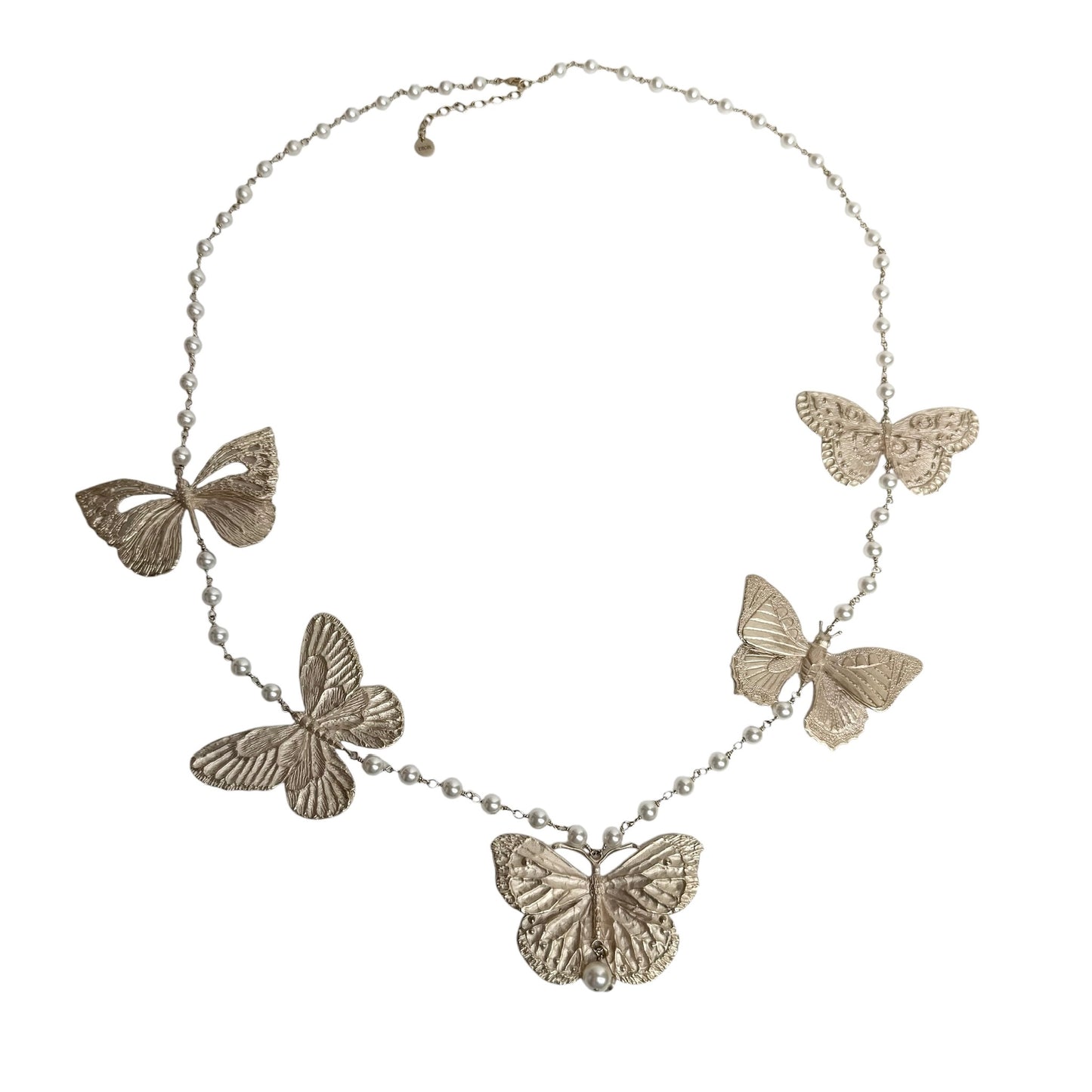 Butterfly & Faux Pearl Necklace