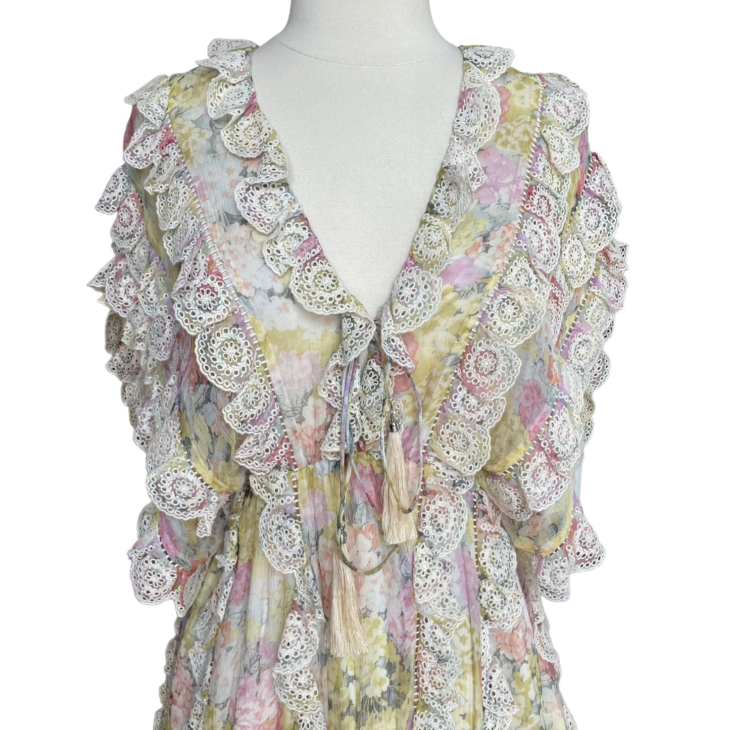 Floral & Lace Silk Dress - 2