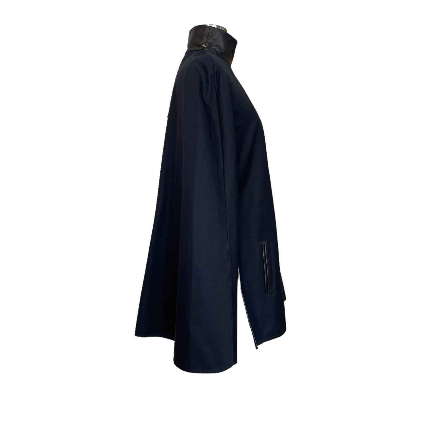 Black Leather & Cotton Cape - M