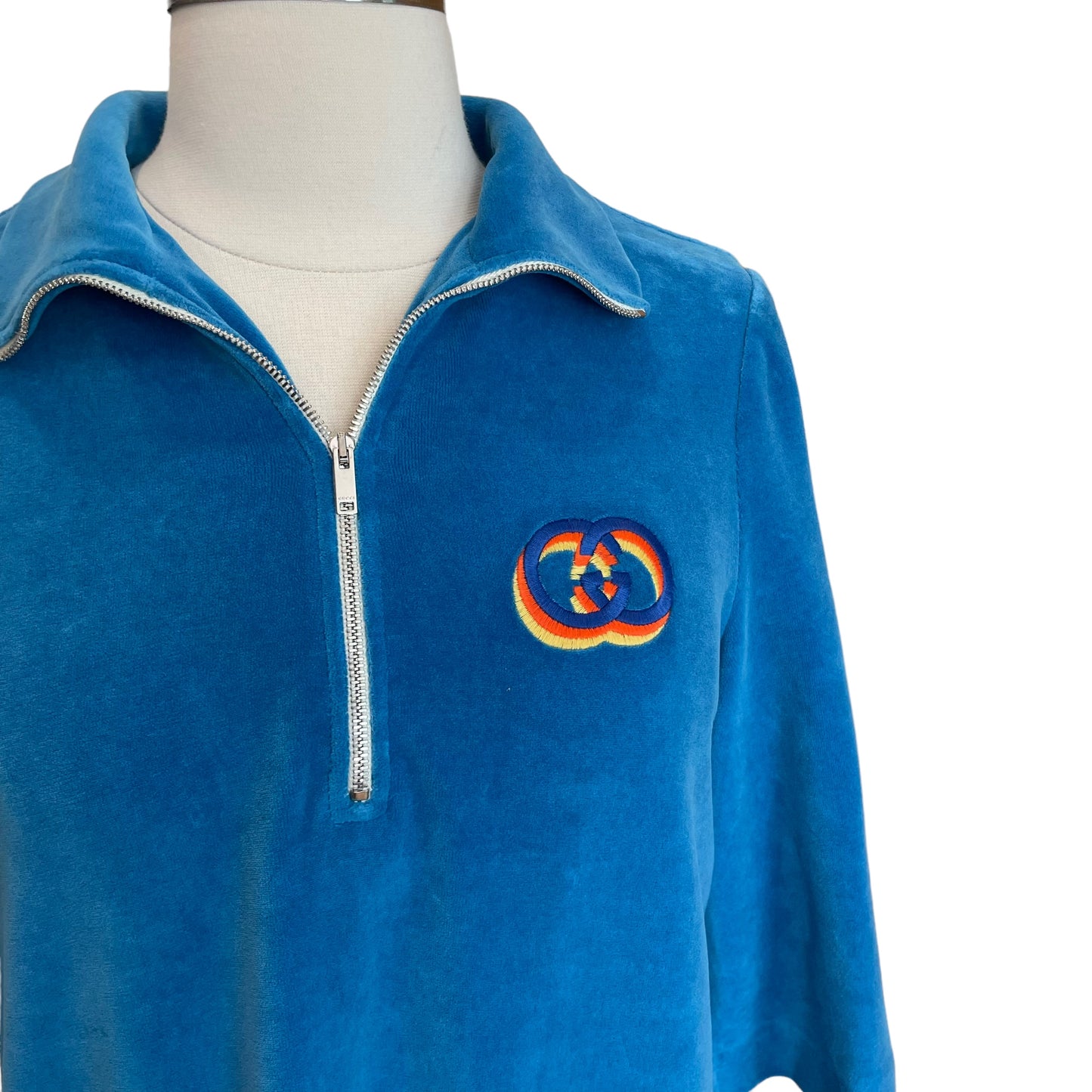 Blue Retro Quarter Zip Dress - XXS