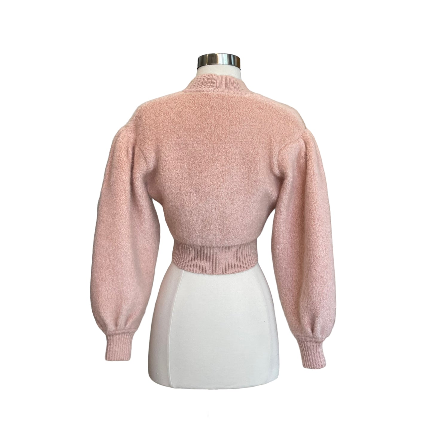 Pink Cropped Fuzzy Cardigan - S