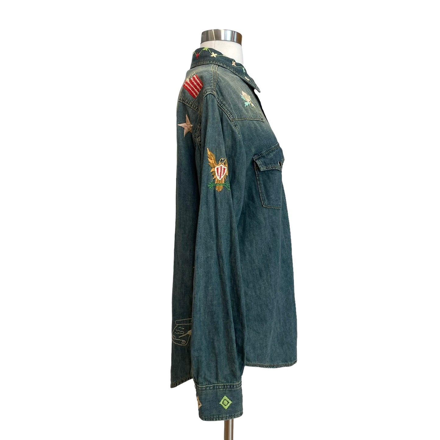 Denim Embroidered Shirt - XL