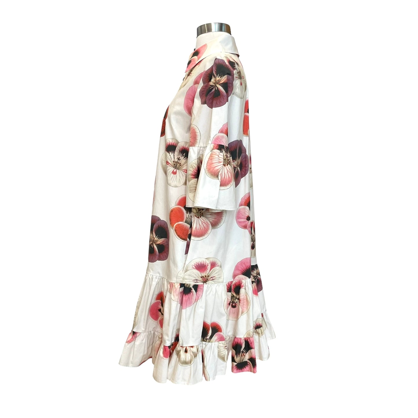 Cream & Pink Floral Dress - M