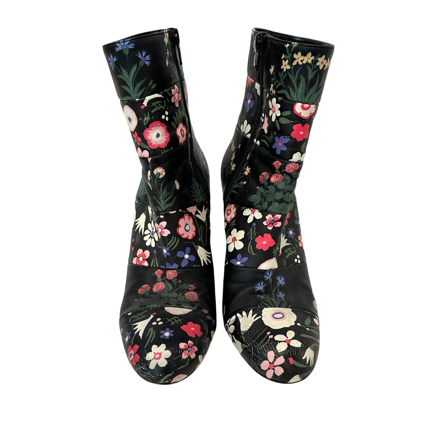 Black Floral Heeled Boots - 9
