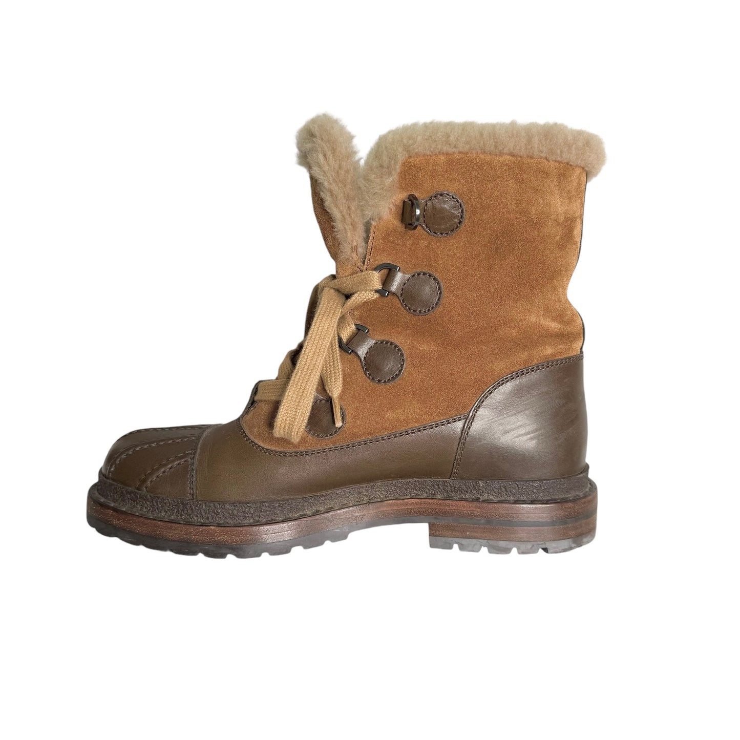 Brown Suede & Shearling Boots - 8