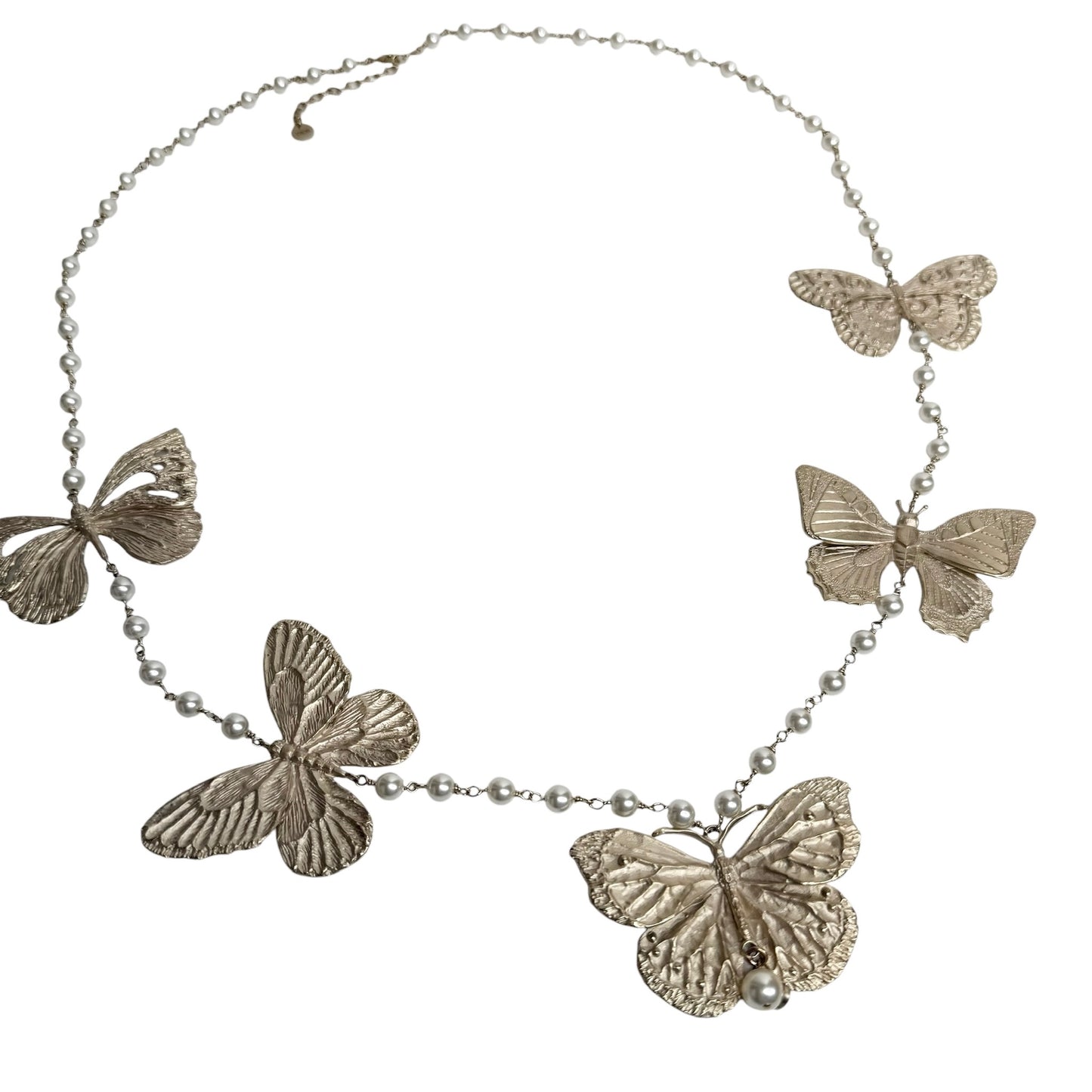 Butterfly & Faux Pearl Necklace