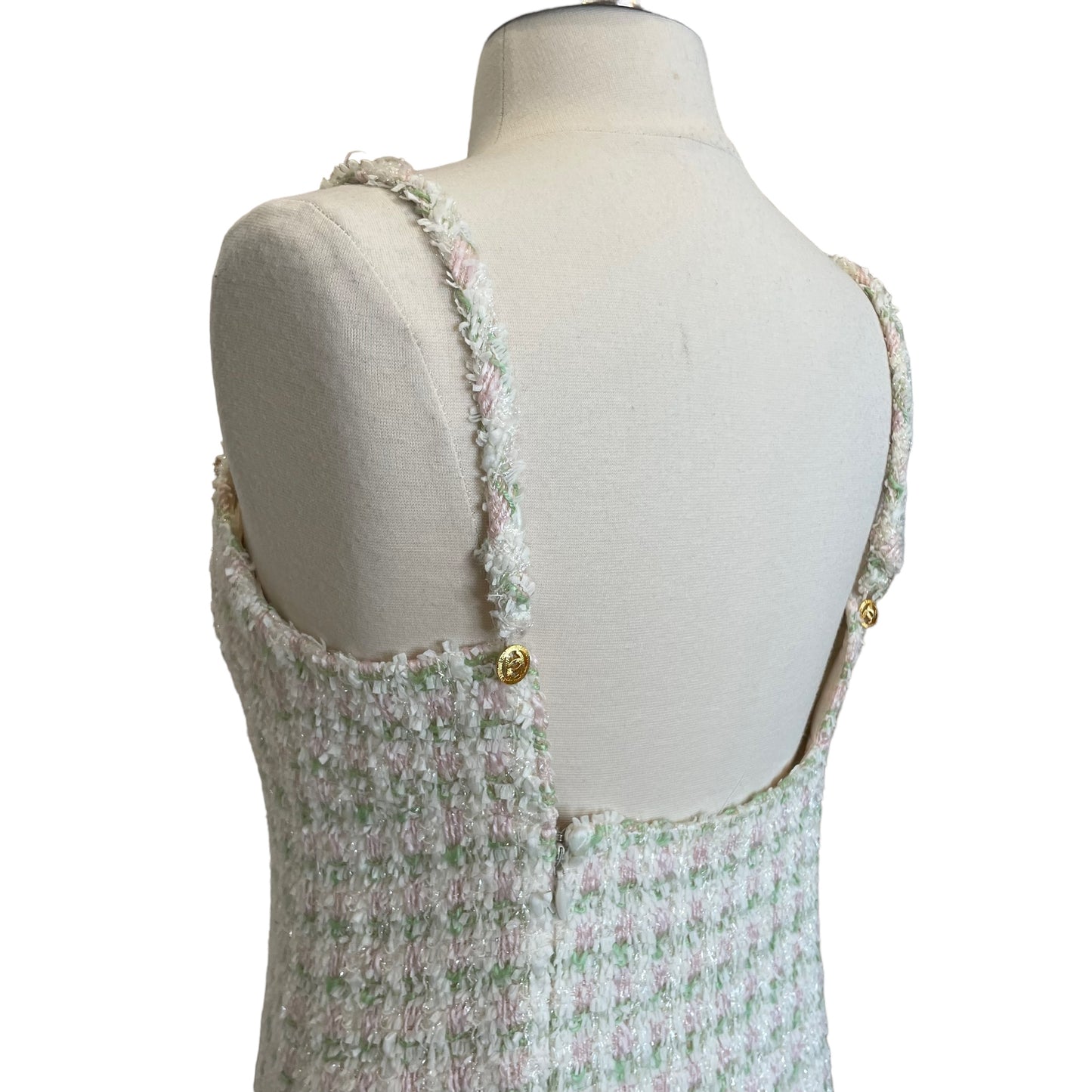 Vintage Pink & Green Tweed Dress - 42