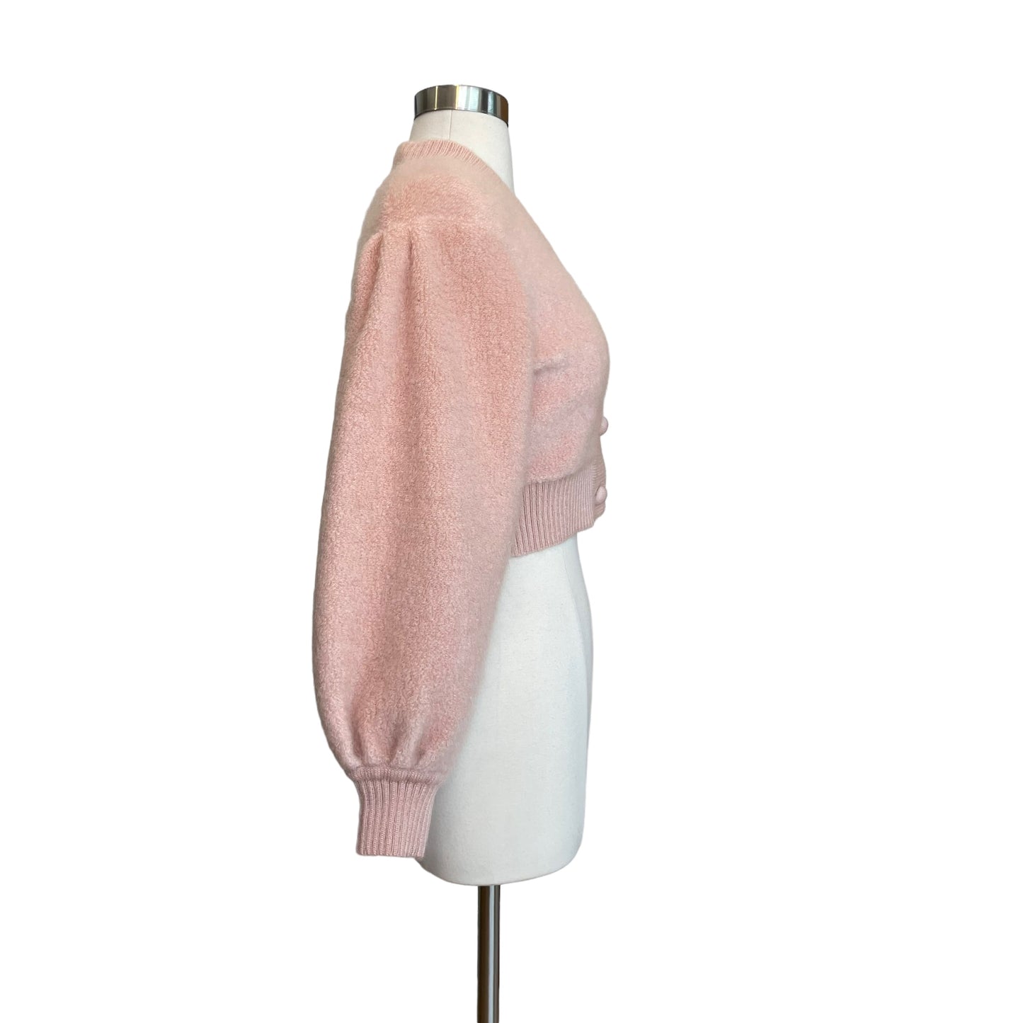 Pink Cropped Fuzzy Cardigan - S