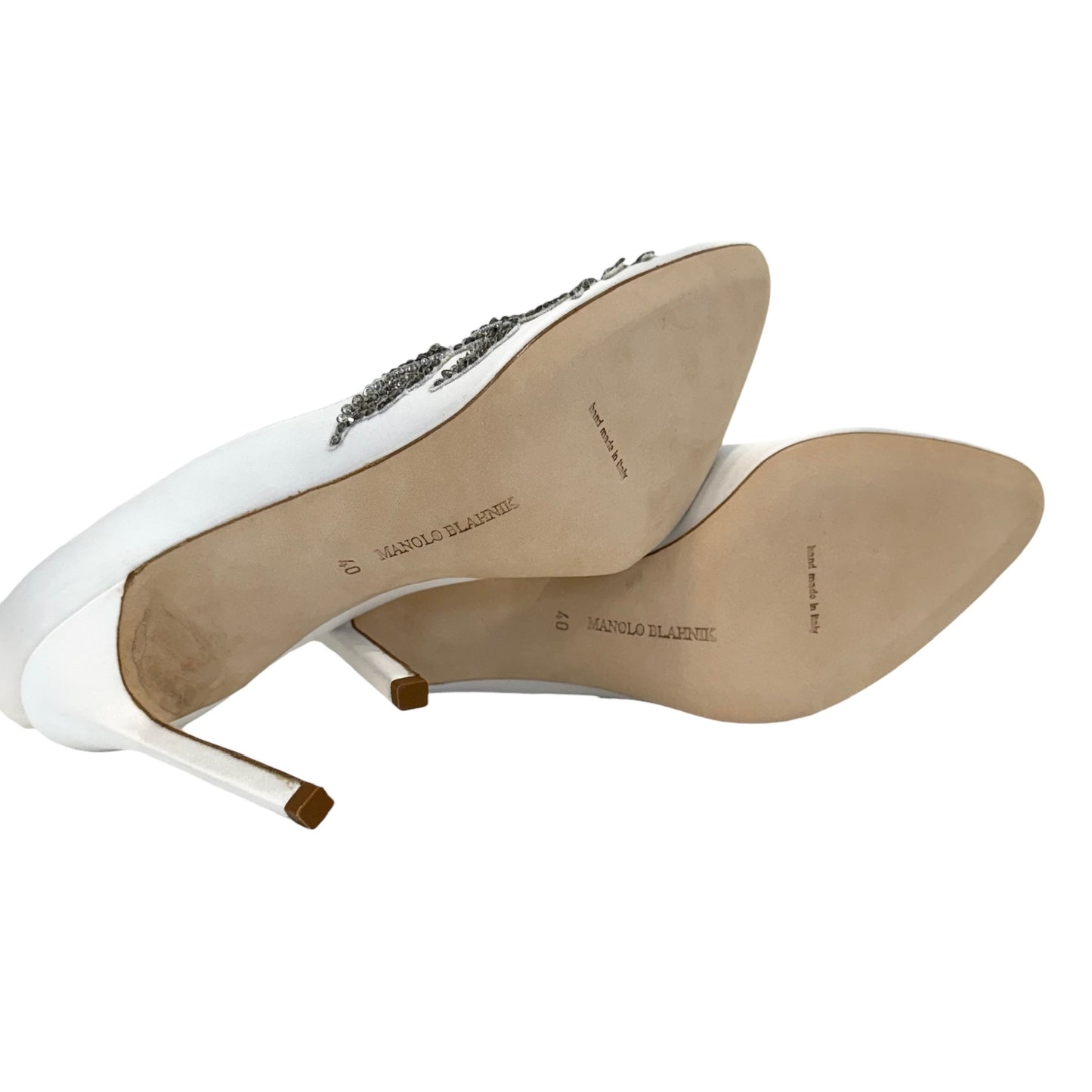 Embellished White Heels - 10