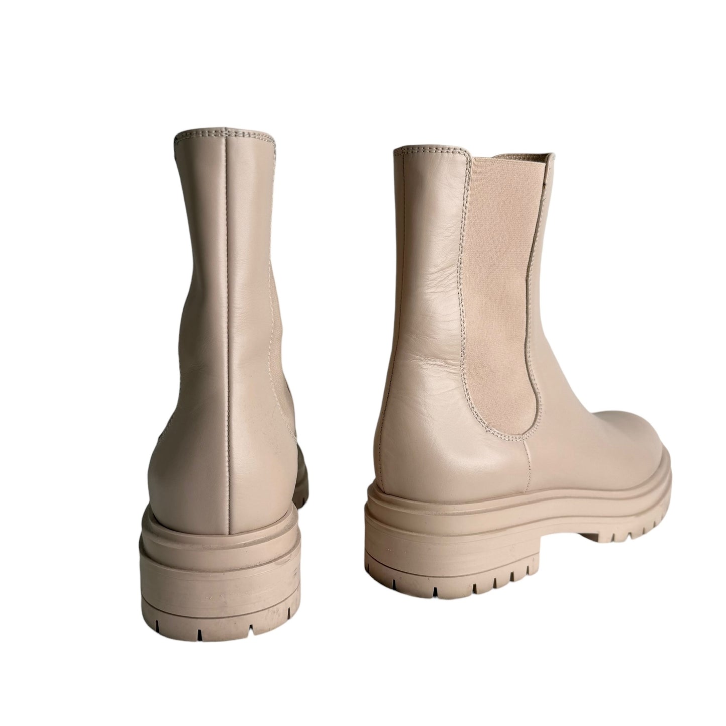 Cream Leather Boots - 7.5
