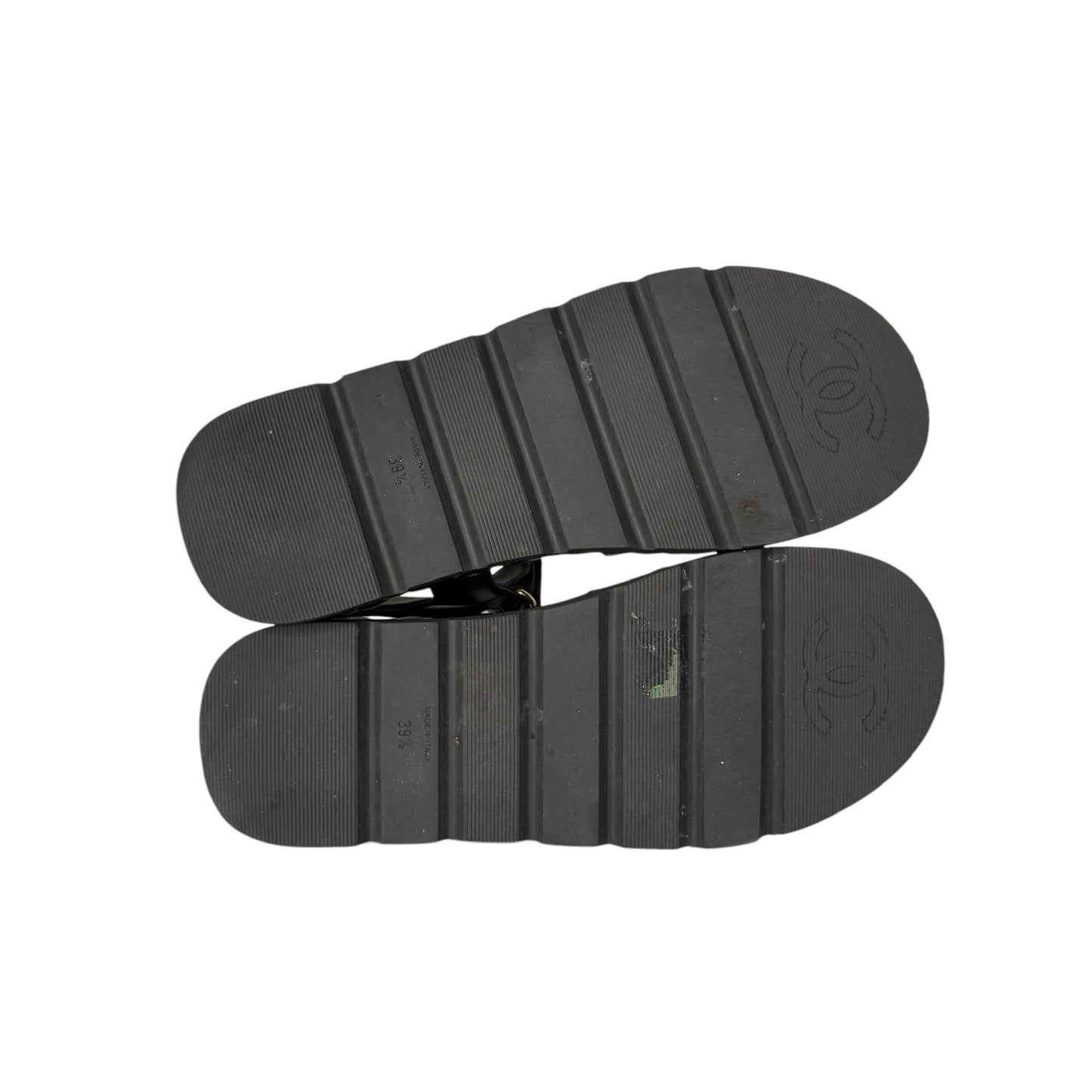 Black Leather Sandals - 9.5