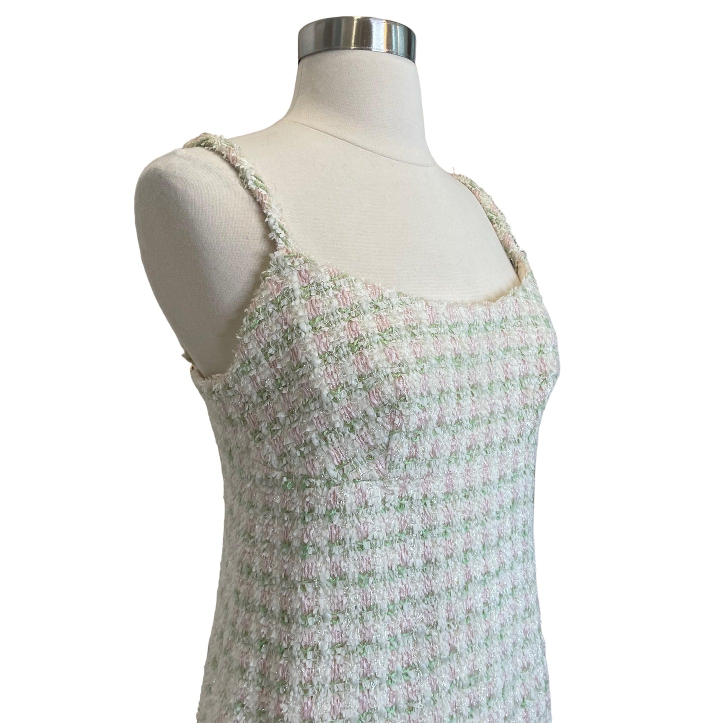 Vintage Pink & Green Tweed Dress - 42