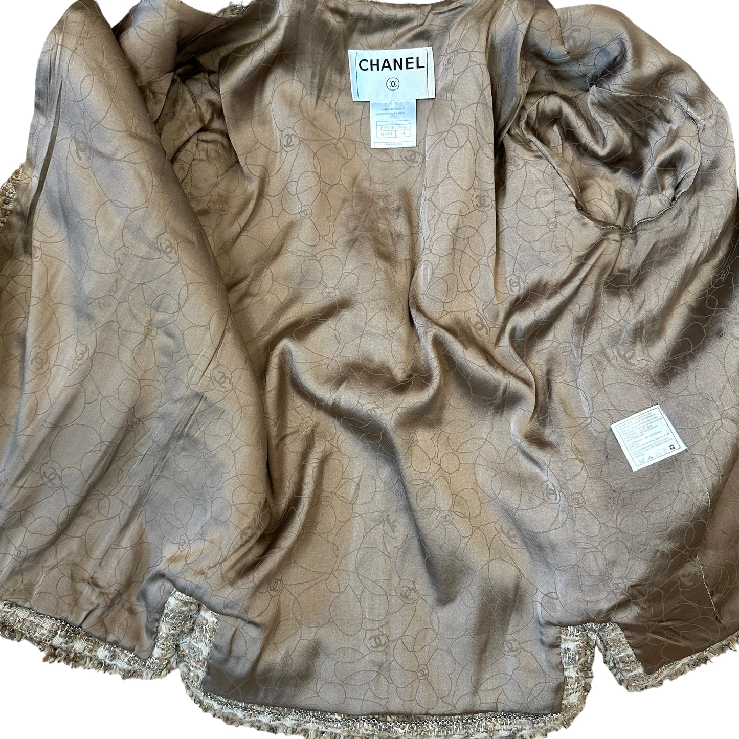 Beige & Gold Tweed Blazer - L