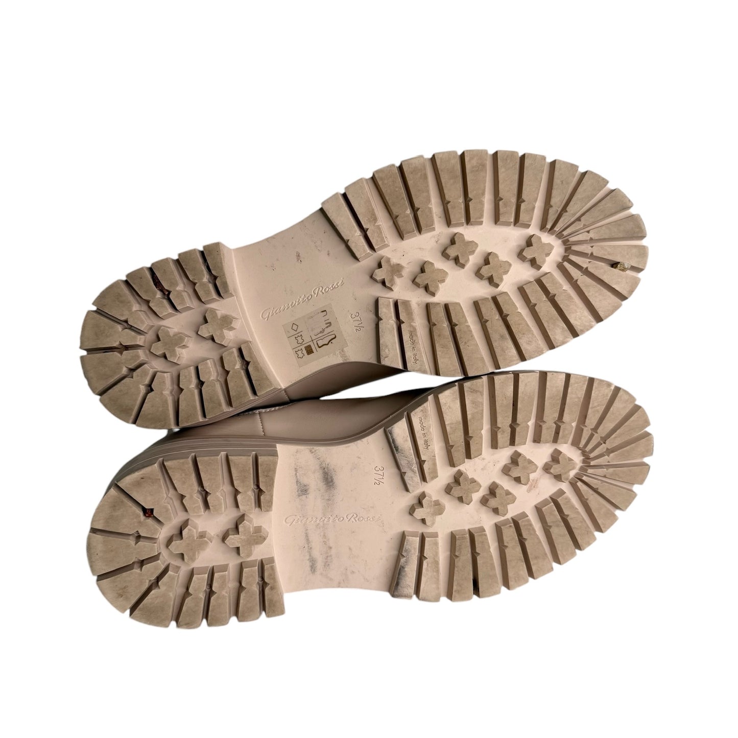 Cream Leather Boots - 7.5