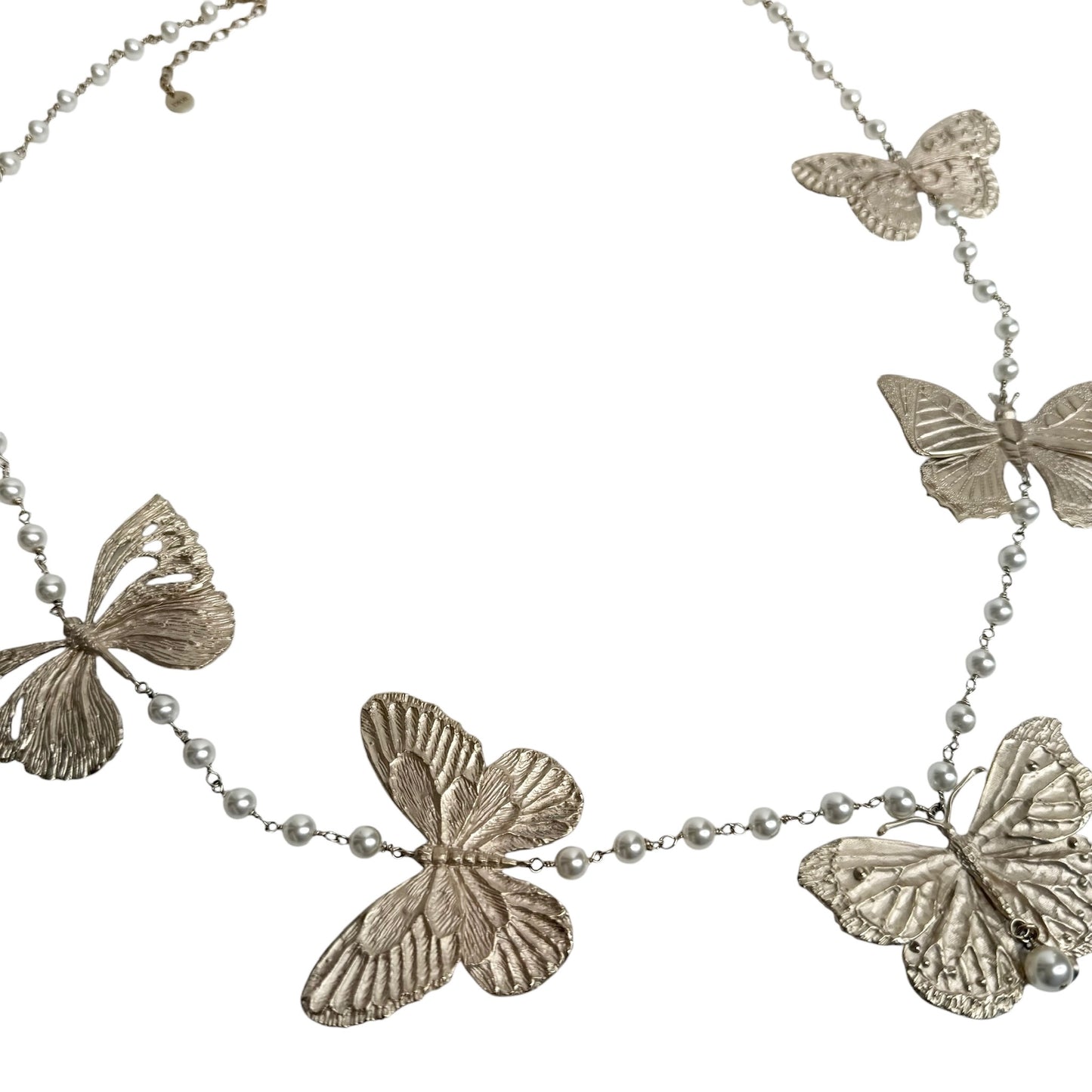 Butterfly & Faux Pearl Necklace