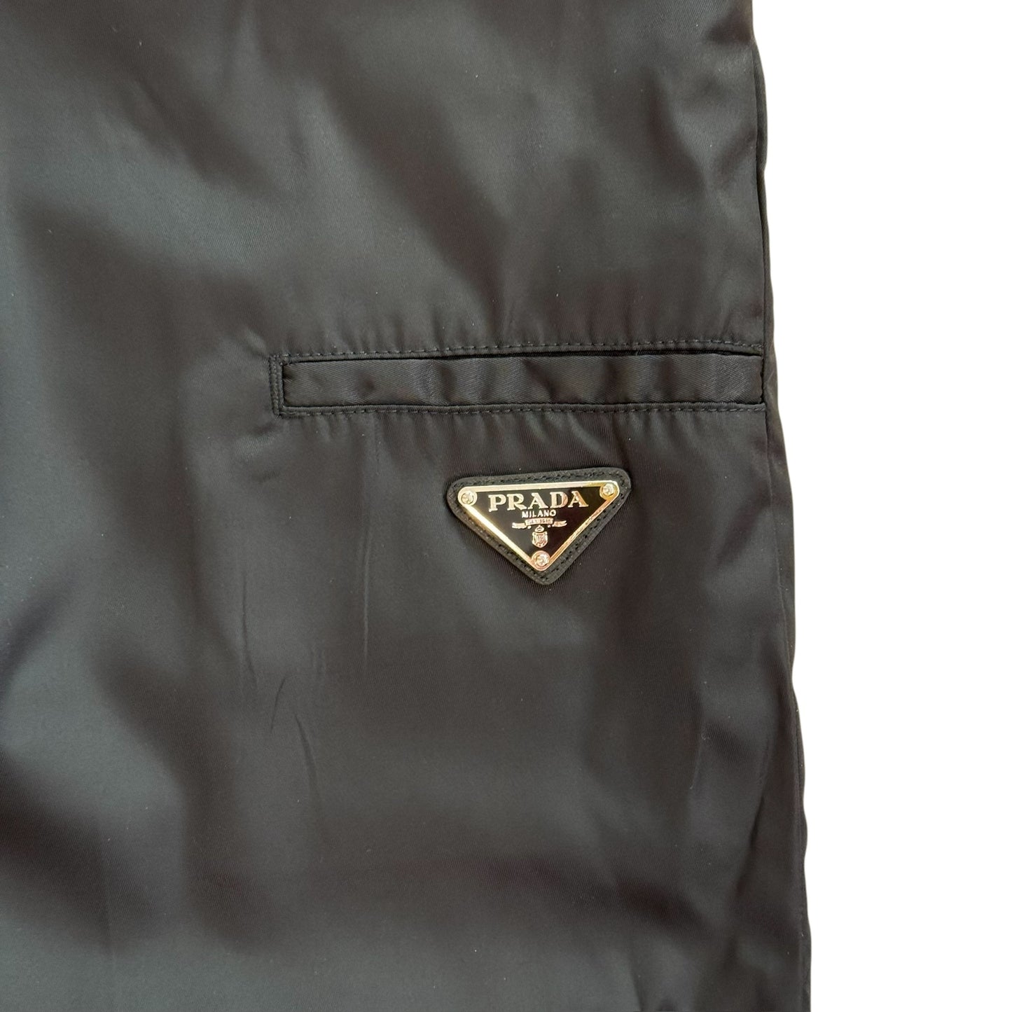 Black Nylon Logo Pants - M