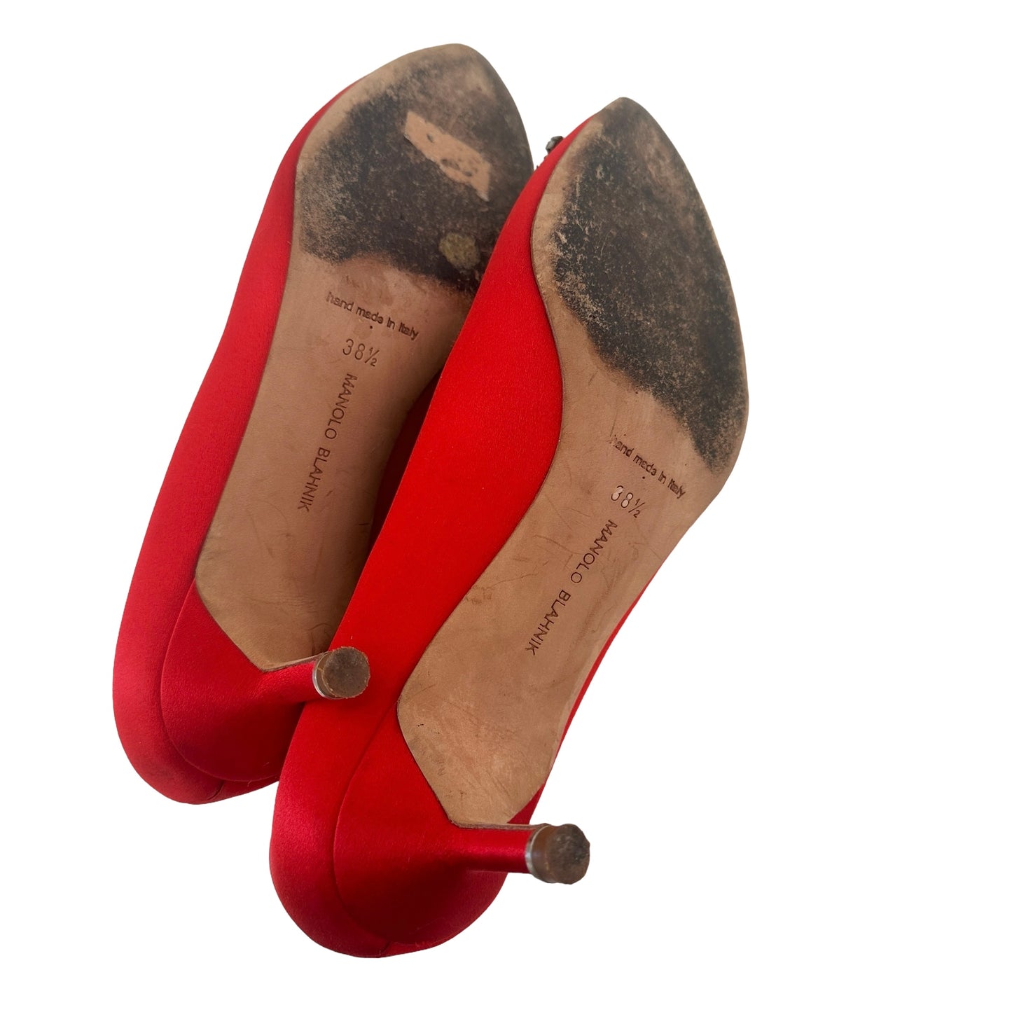 Red Satin Kitten Heels - 8.5