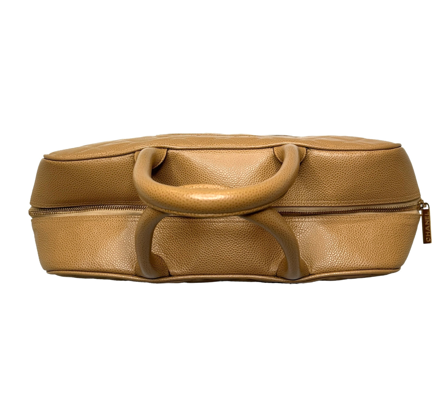 Camel Caviar Bowler Bag