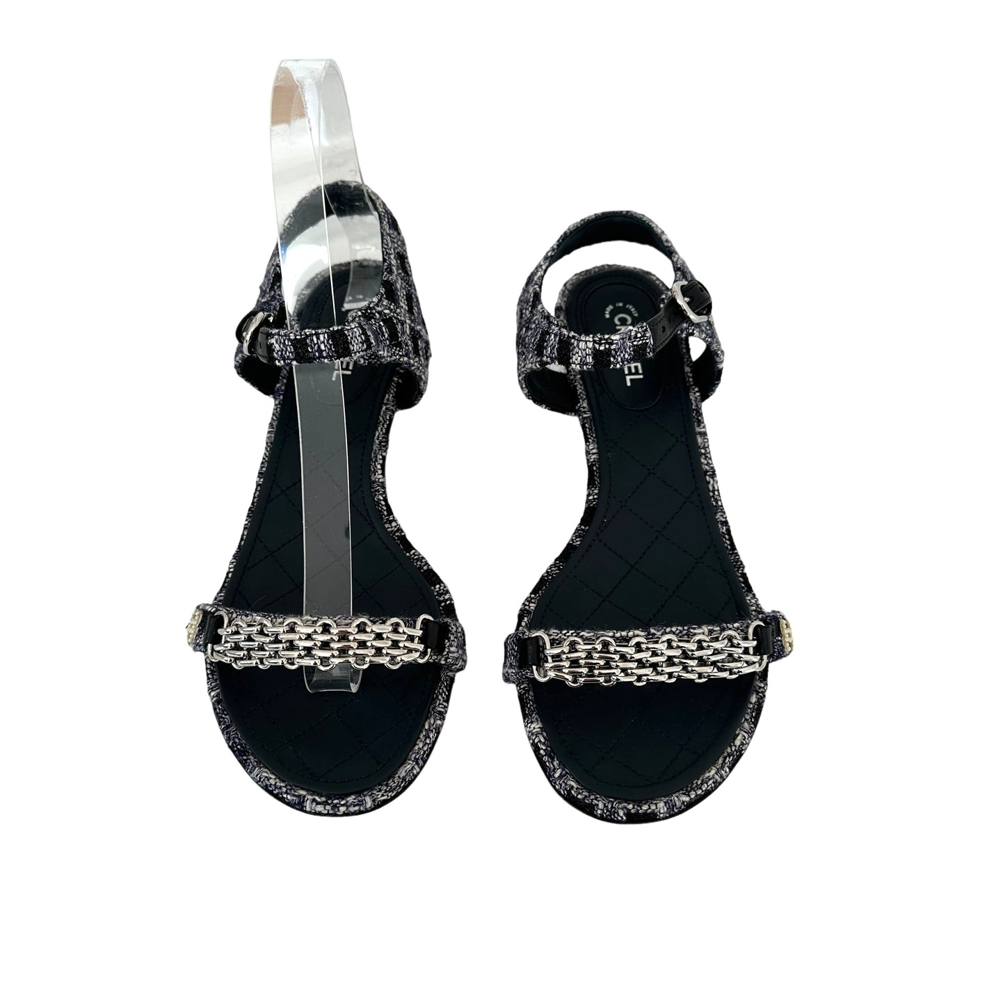 Tweed Logo Sandals - 7.5