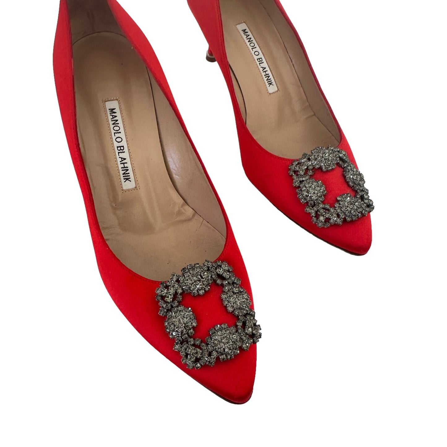 Red Satin Kitten Heels - 8.5