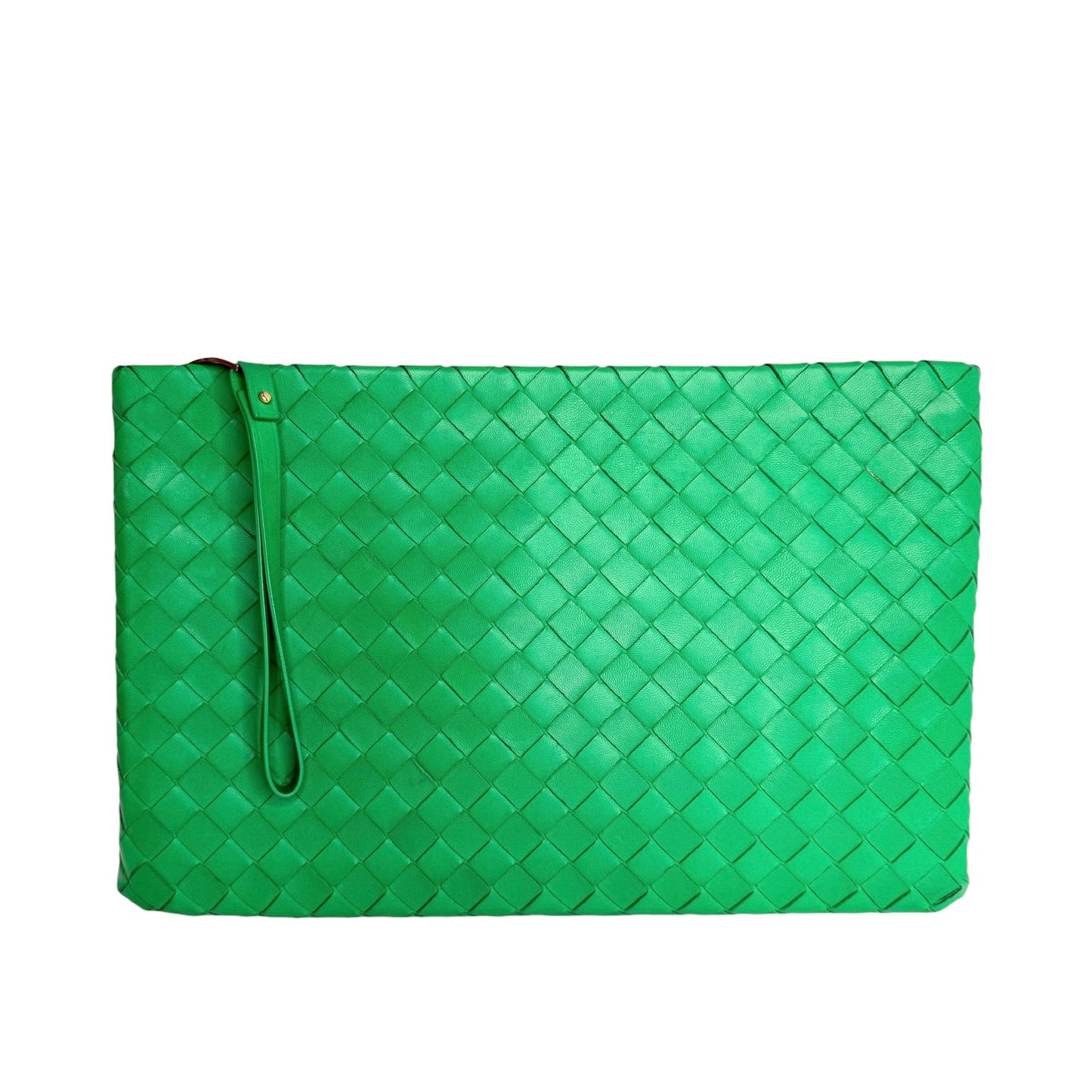 Green Intrecciato Large Clutch