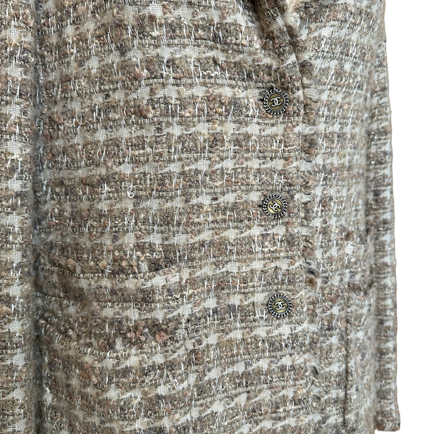 Beige & Gold Tweed Blazer - L