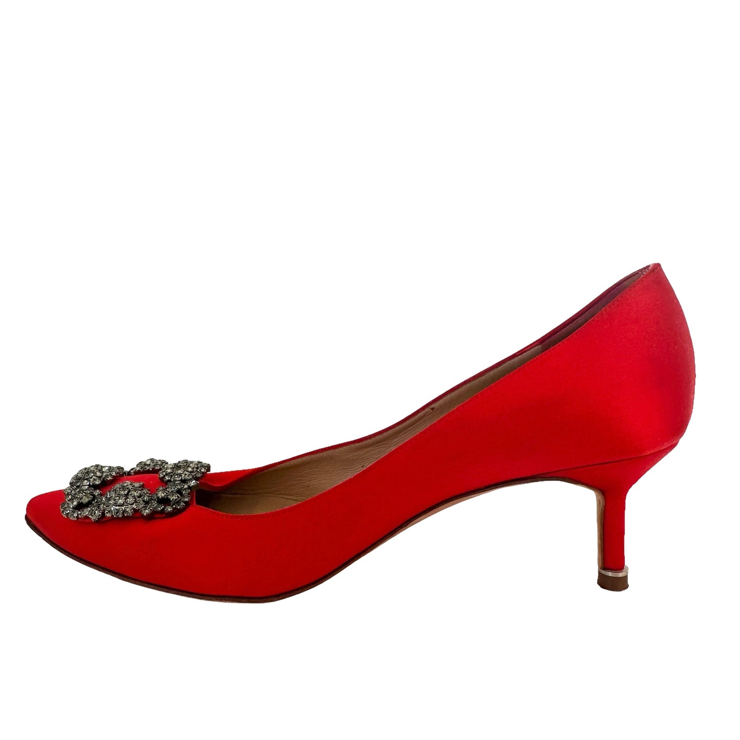 Red Satin Kitten Heels - 8.5