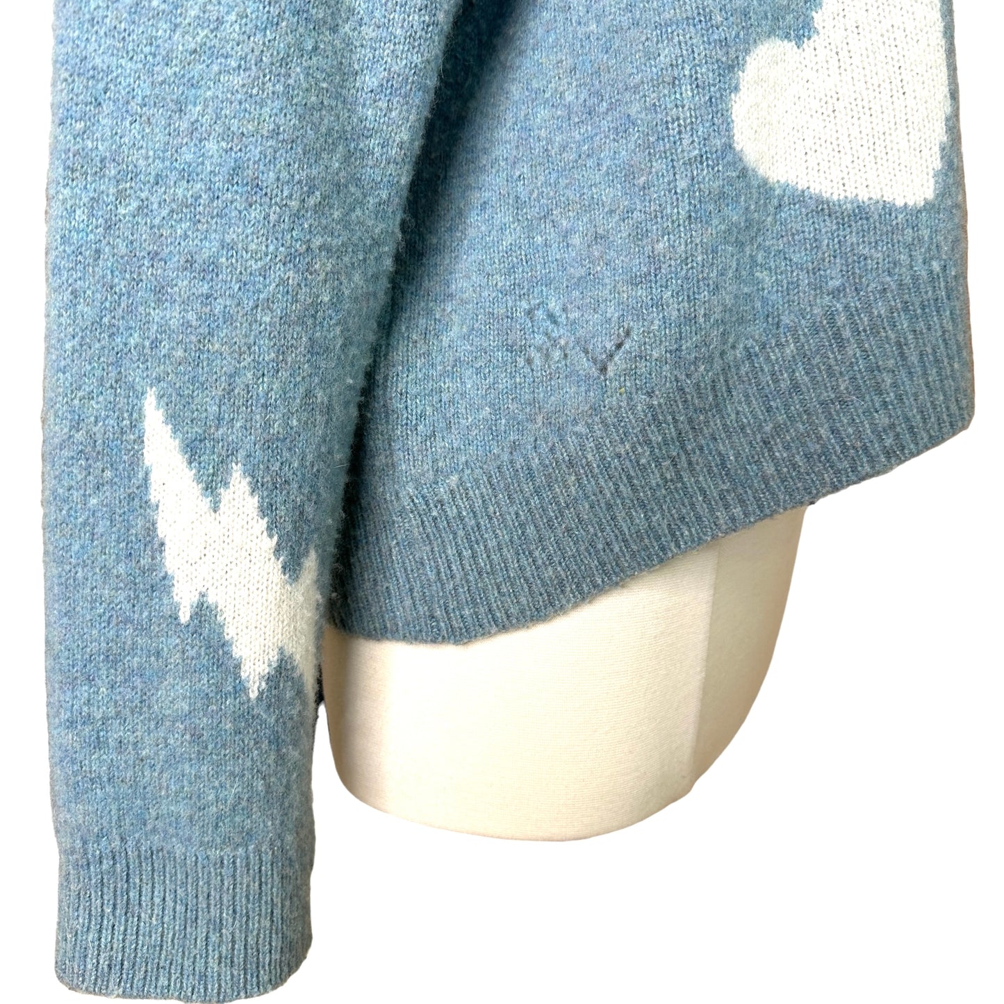 Blue Printed Cashmere Sweater - XS