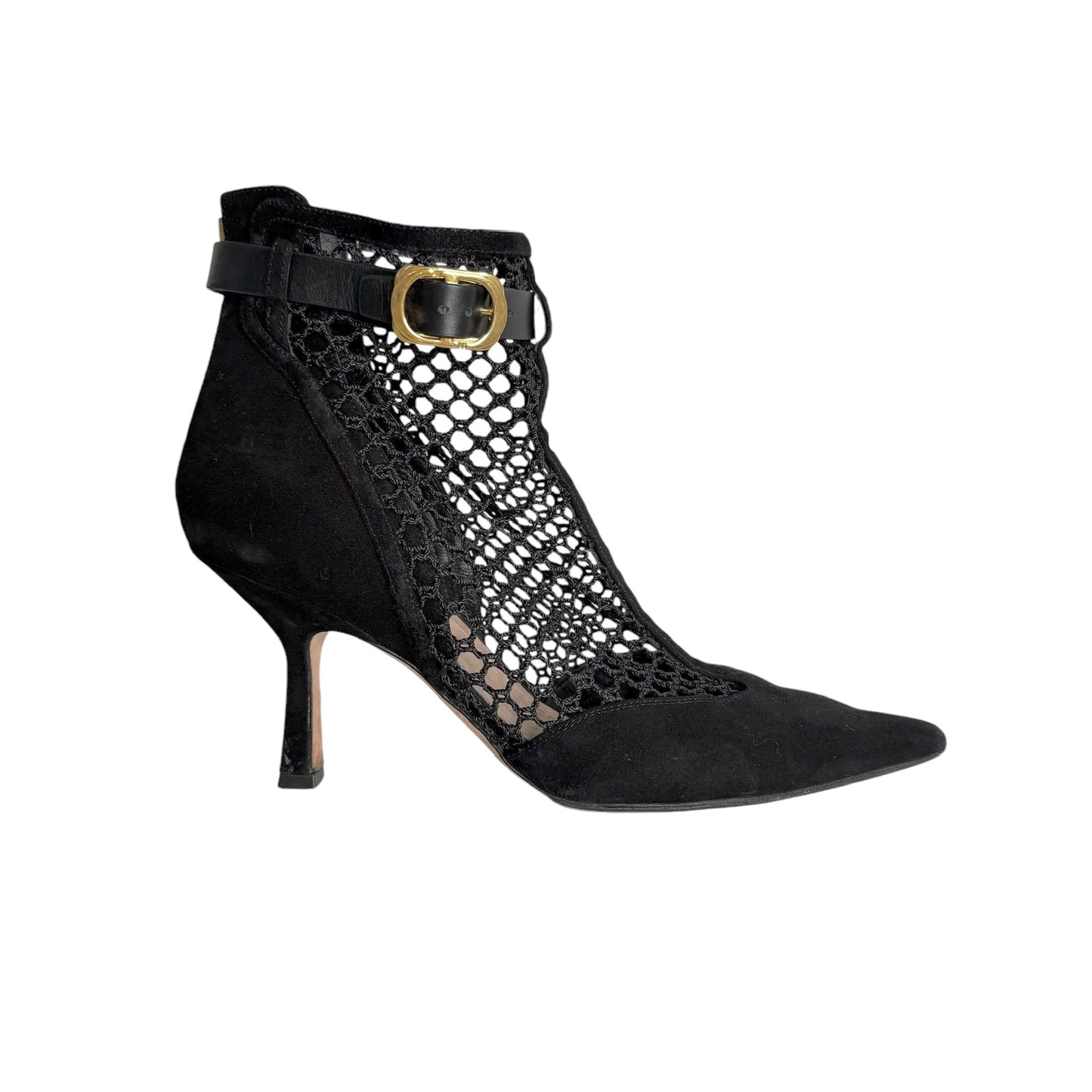 Black Suede & Crochet Boots - 8