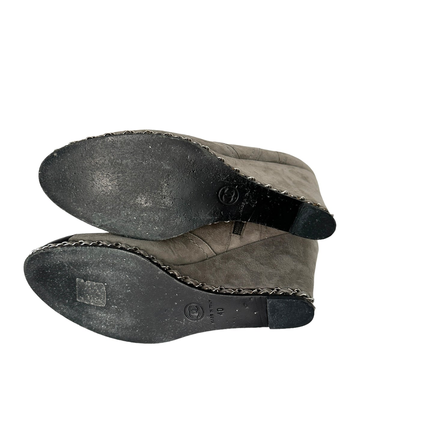 Grey & Black Chain Boots - 9