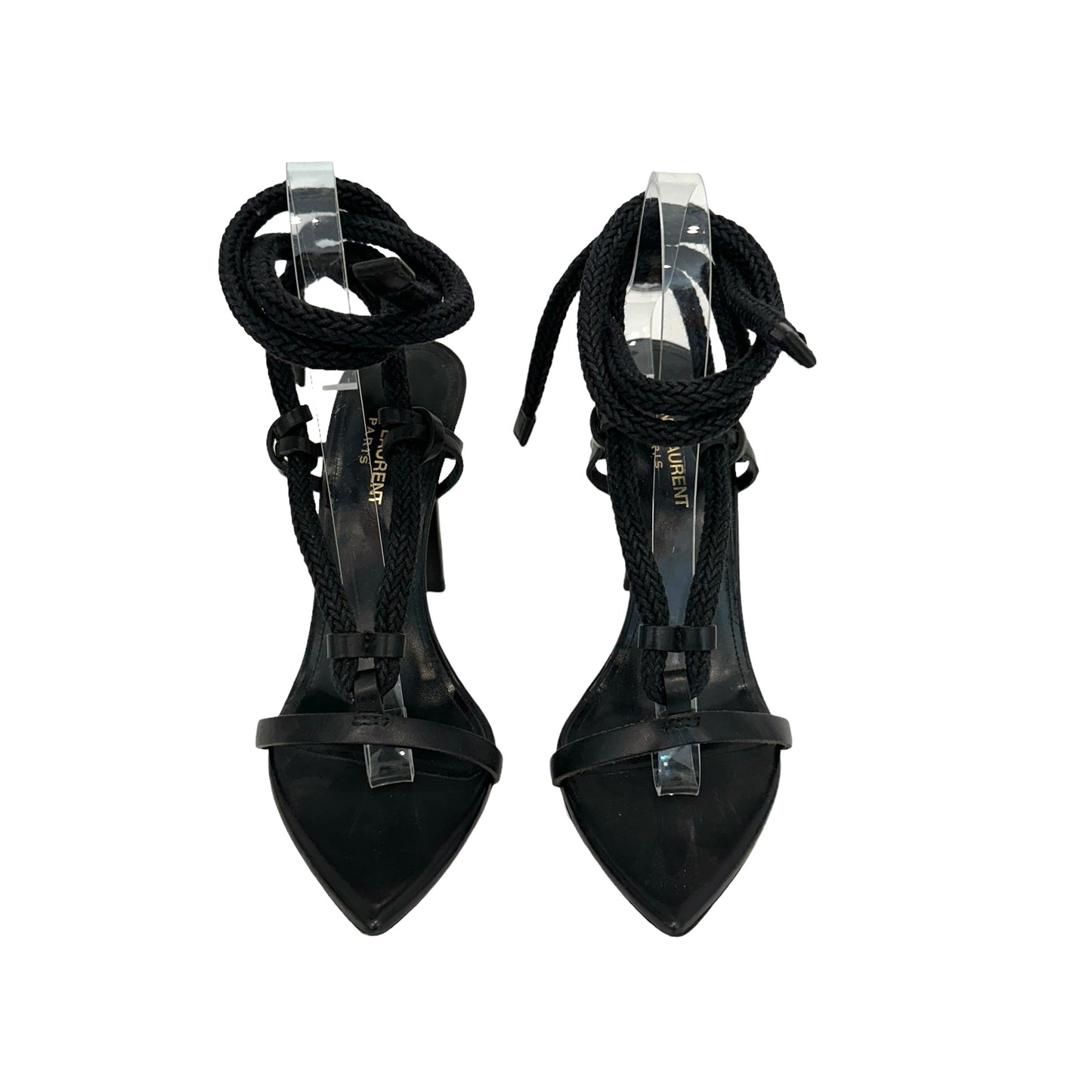 Black Leather & Rope Heels - 8.5