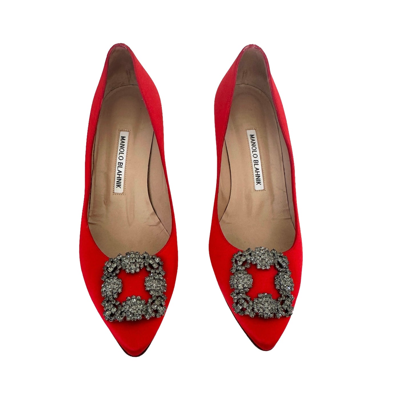 Red Satin Kitten Heels - 8.5