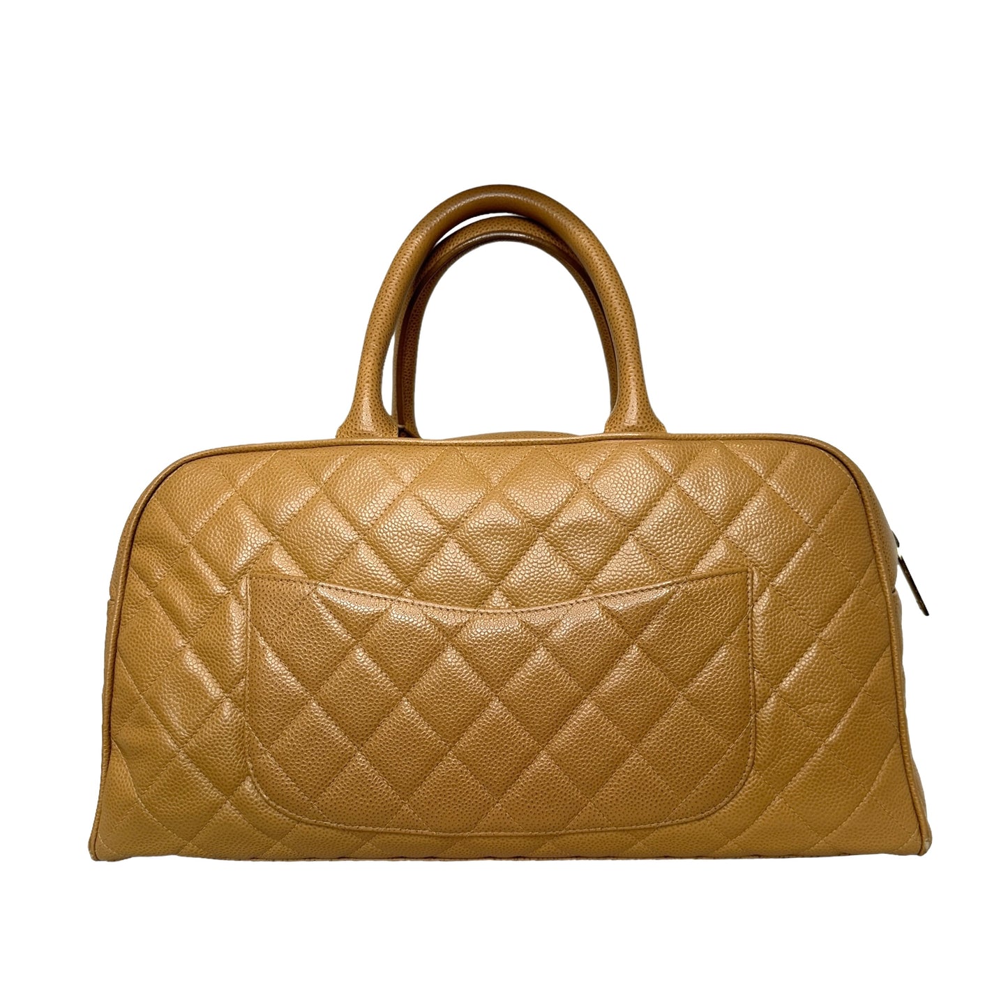 Camel Caviar Bowler Bag