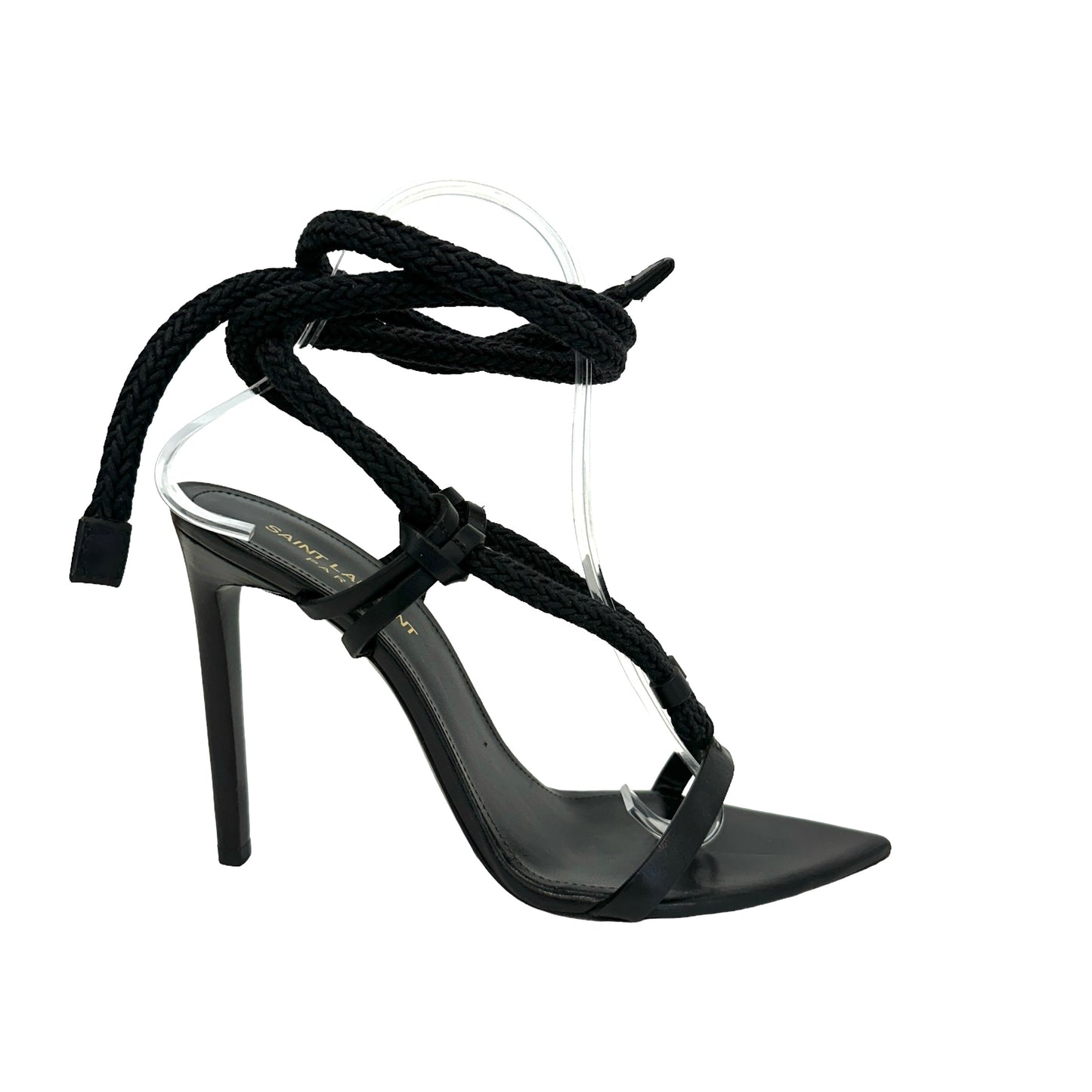 Black Leather & Rope Heels - 8.5