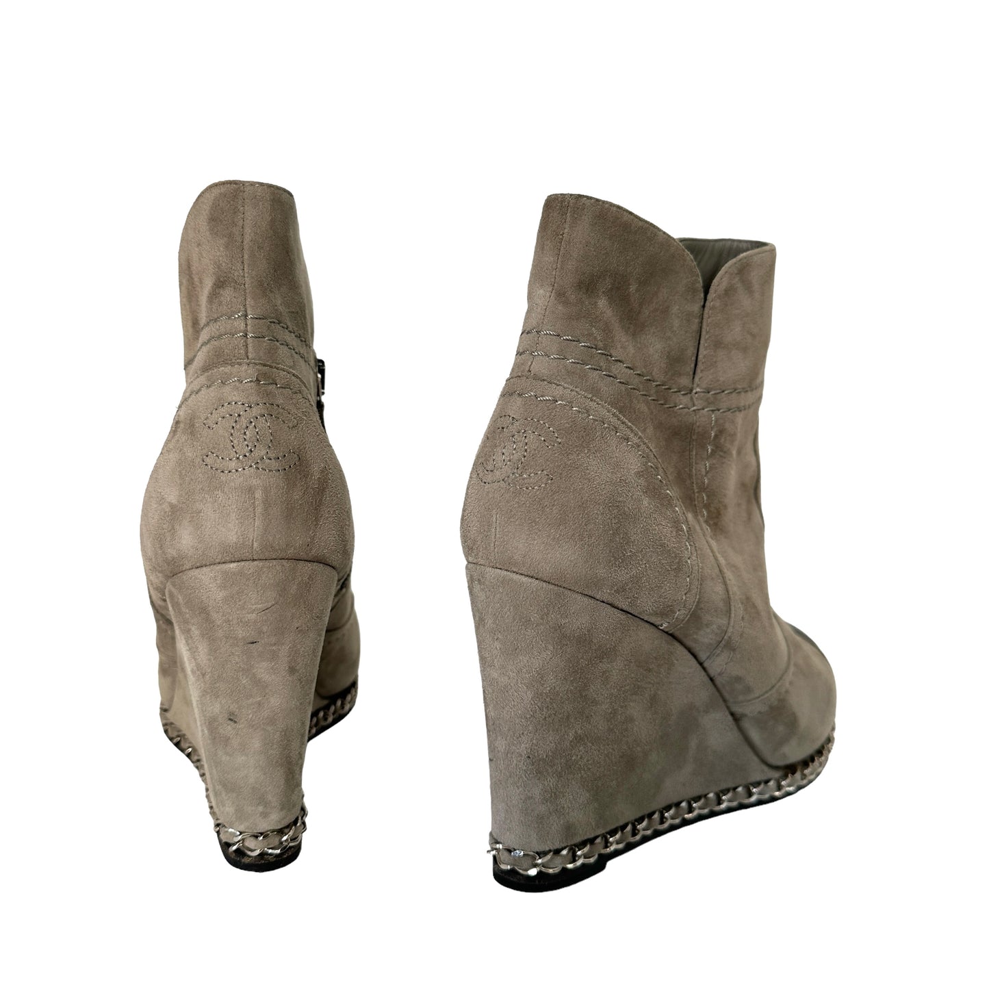 Grey & Black Chain Boots - 9